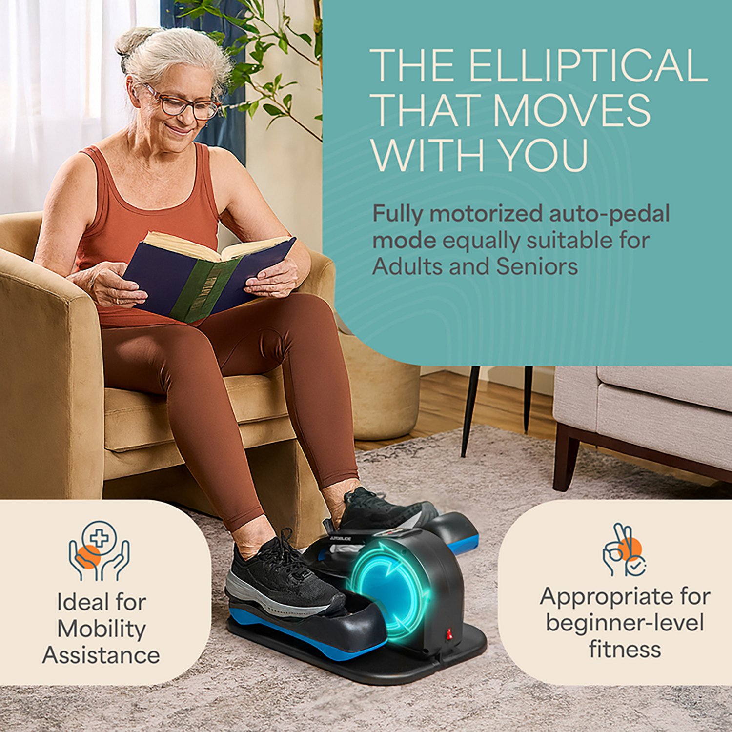 AutoGlide Red™ Under Desk Elliptical Machine - view number 2