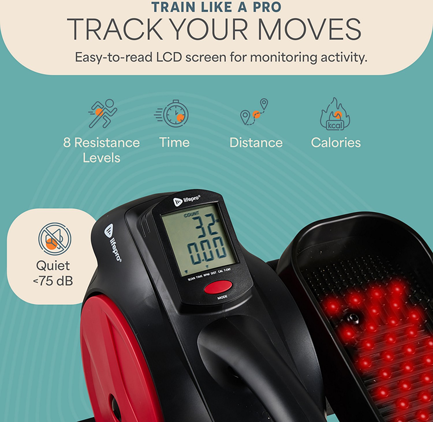 Lifepro FlexStride Red Light Therapy Under Desk Elliptical - view number 3
