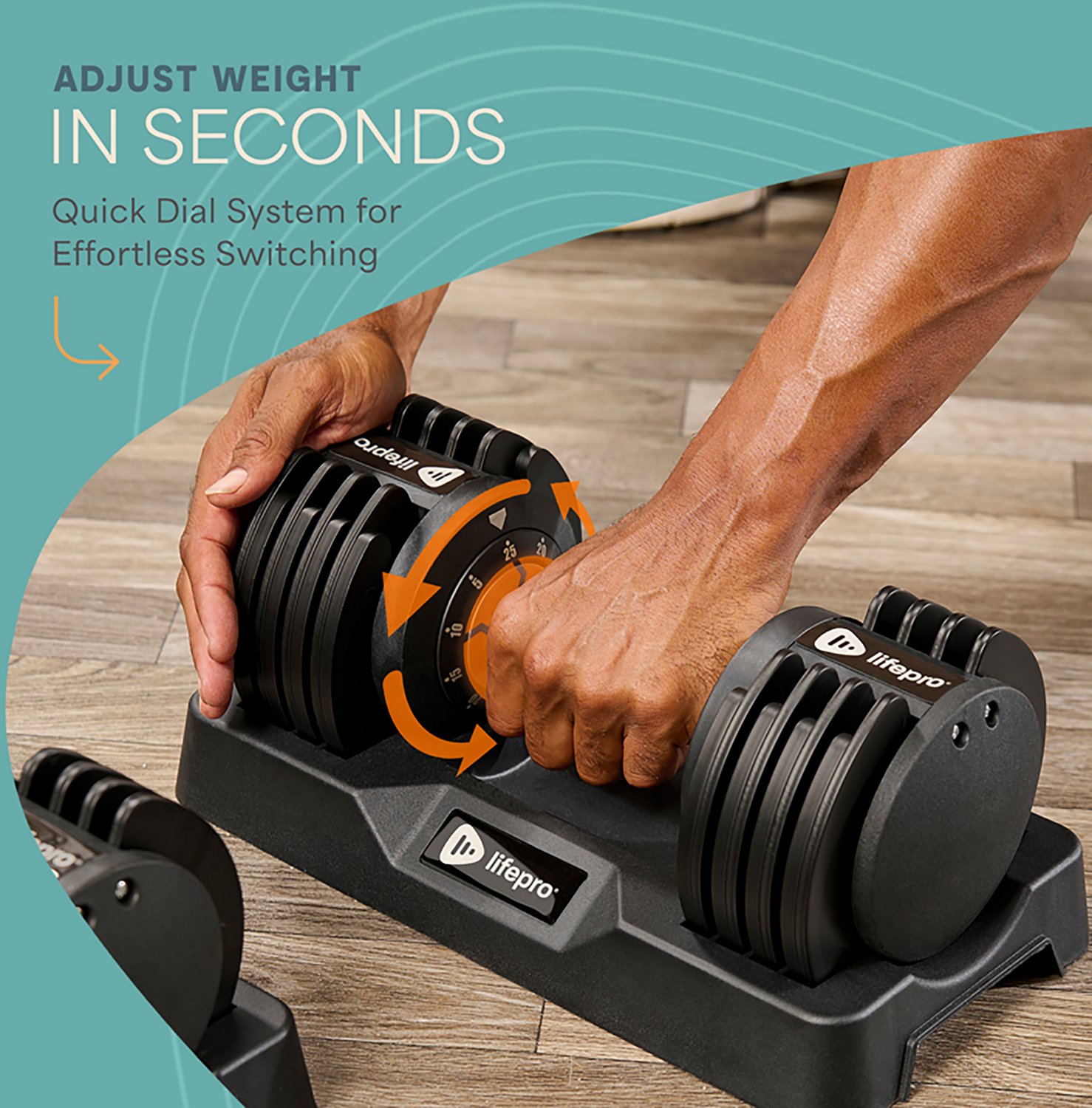 Lifepro PowerUp Plus 25 lb Adjustable Dumbbells 2-Pack - view number 3