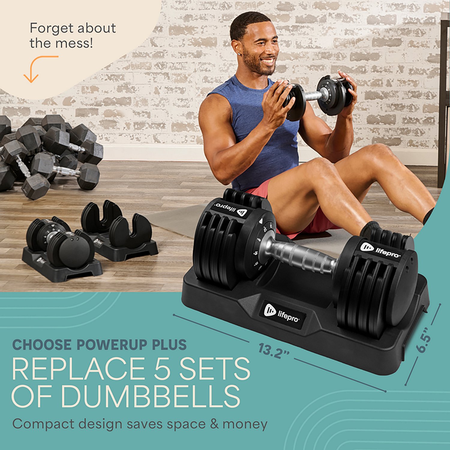 Lifepro PowerUp Plus 25 lb Adjustable Dumbbells 2-Pack - view number 5