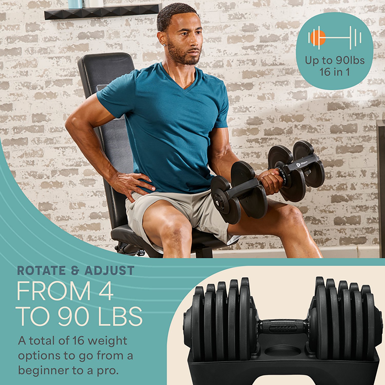 Lifepro TriForm Max 90 lb Adjustable Dumbbell - view number 2