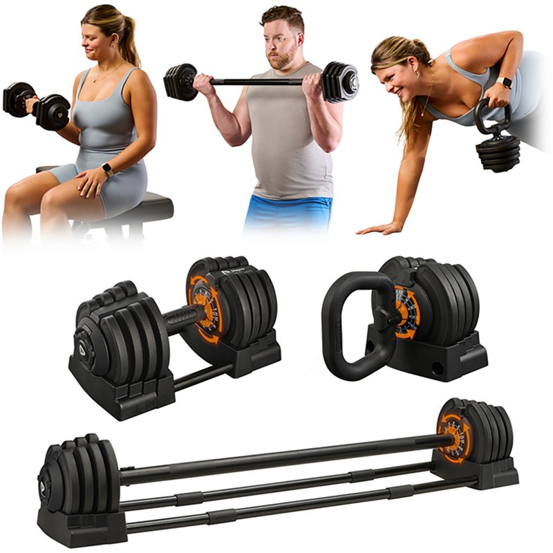 Lifepro Adjustable Dumbbells Set with Rack - Quick Adjust Weights, Secure Grip, Compact Design for Home Gym - Available in 15lb, 25lb, 43lb, 55lb, and