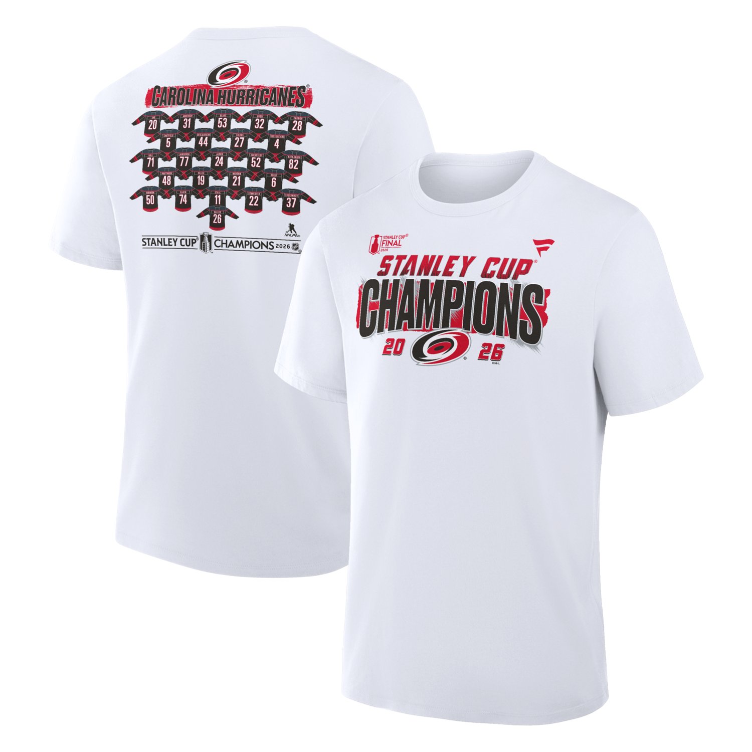 Fanatics Men's Carolina Hurricanes 2026 Stanley Cup Champions Roster Jersey T-Shirt
