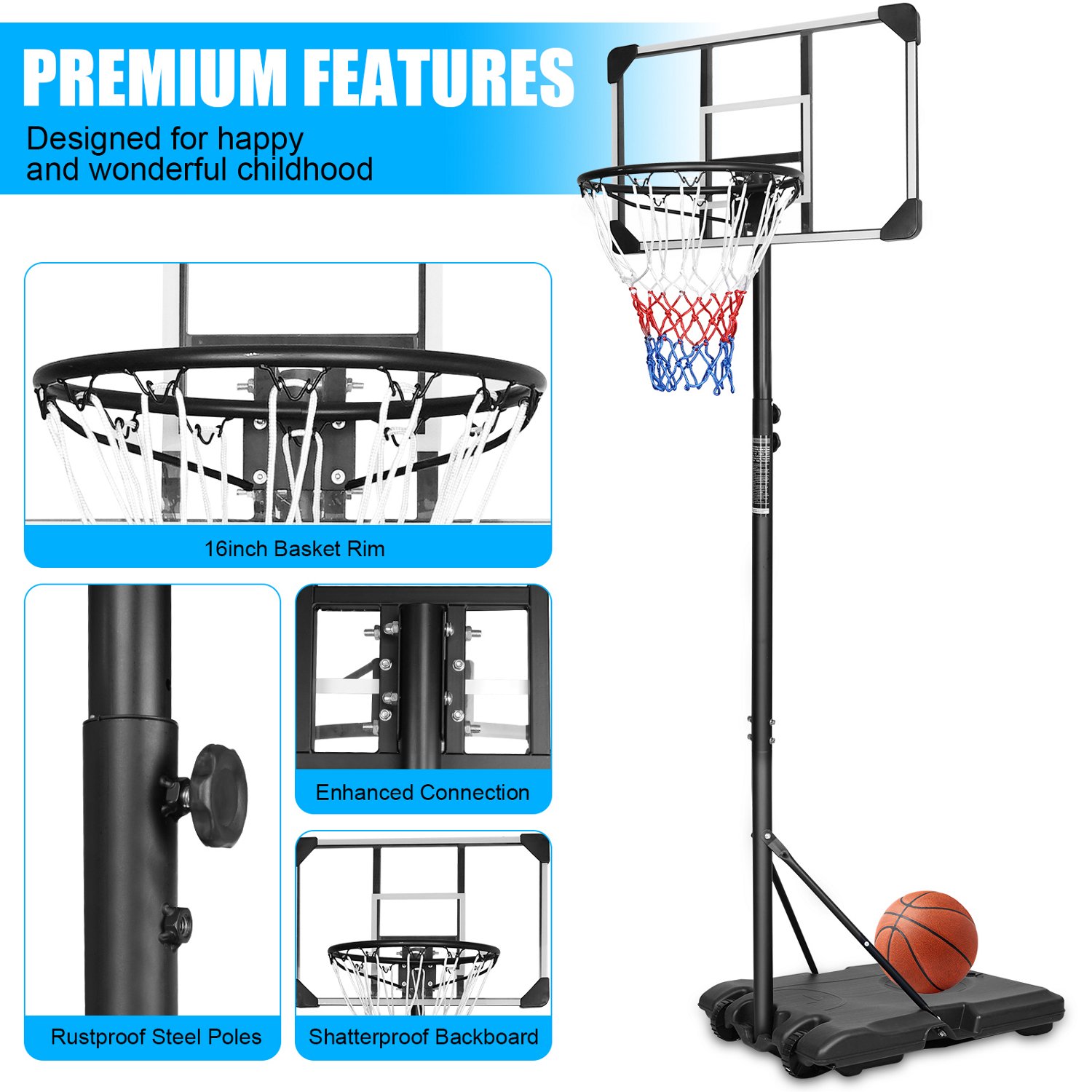 Trustmade 28 in Portable Basketball Hoop with Polycarbonate Backboard - view number 4
