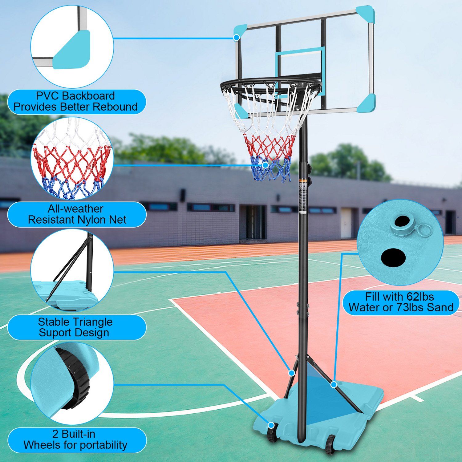 Trustmade 28 in Portable Basketball Hoop with Polycarbonate Backboard - view number 2
