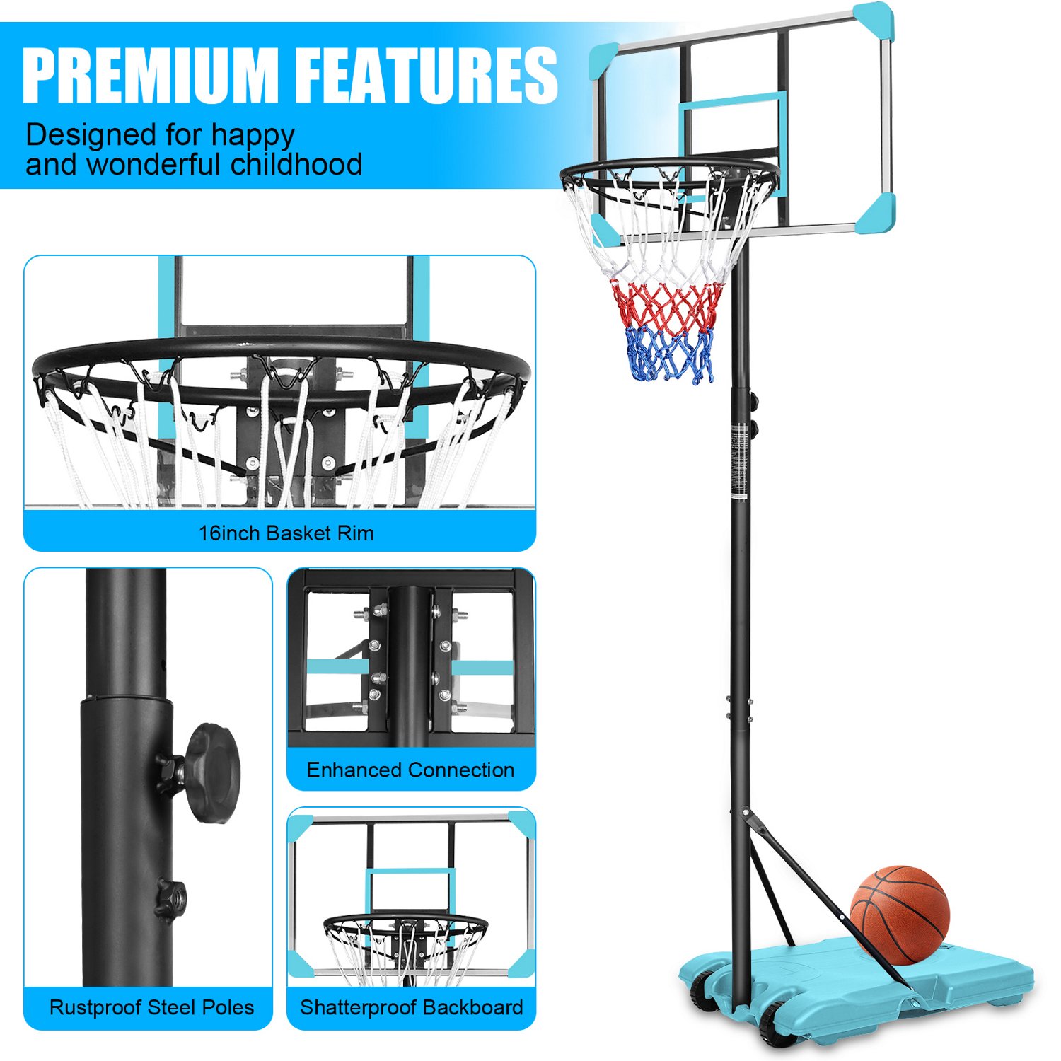 Trustmade 28 in Portable Basketball Hoop with Polycarbonate Backboard - view number 6