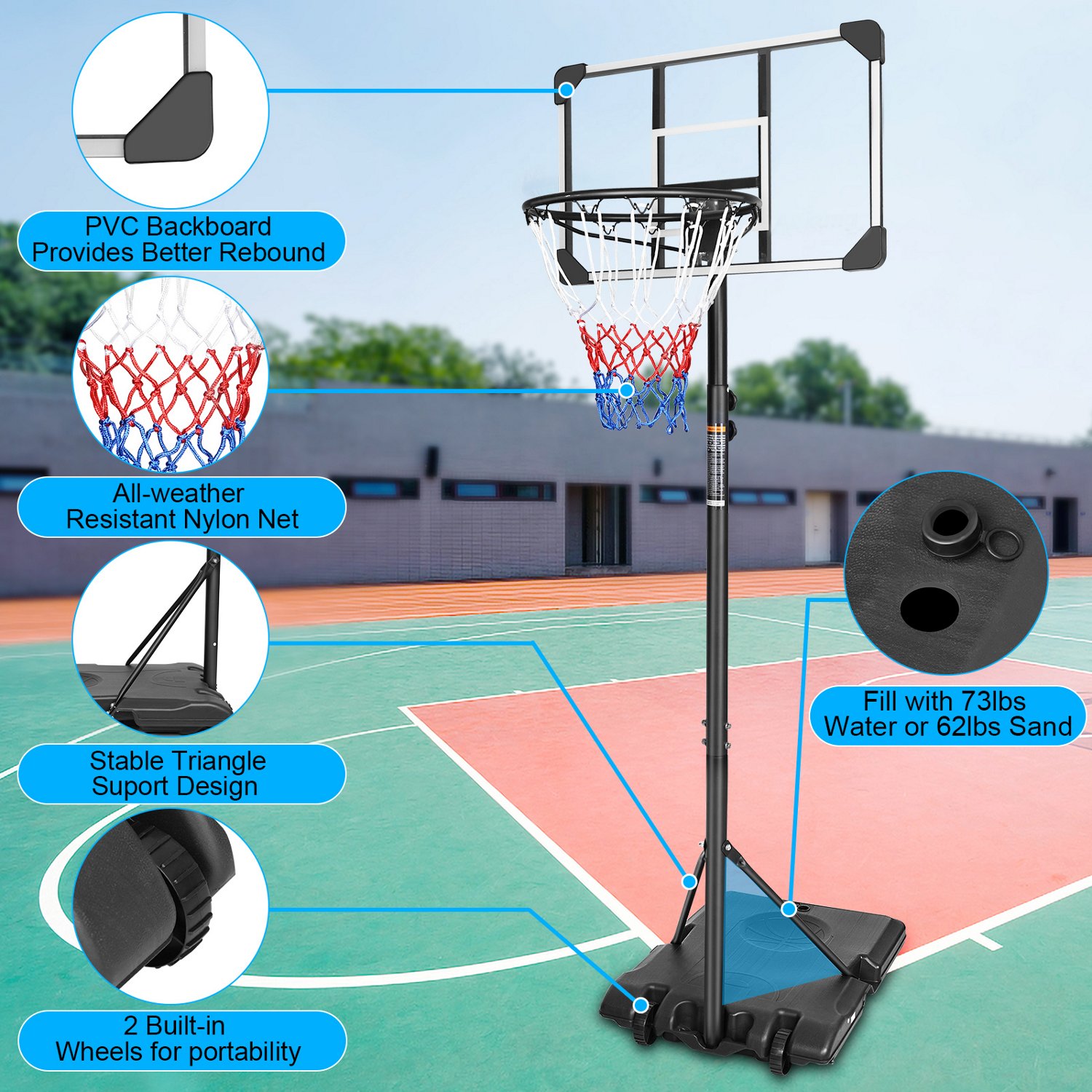 Trustmade 28 in Portable Basketball Hoop with Polycarbonate Backboard - view number 6
