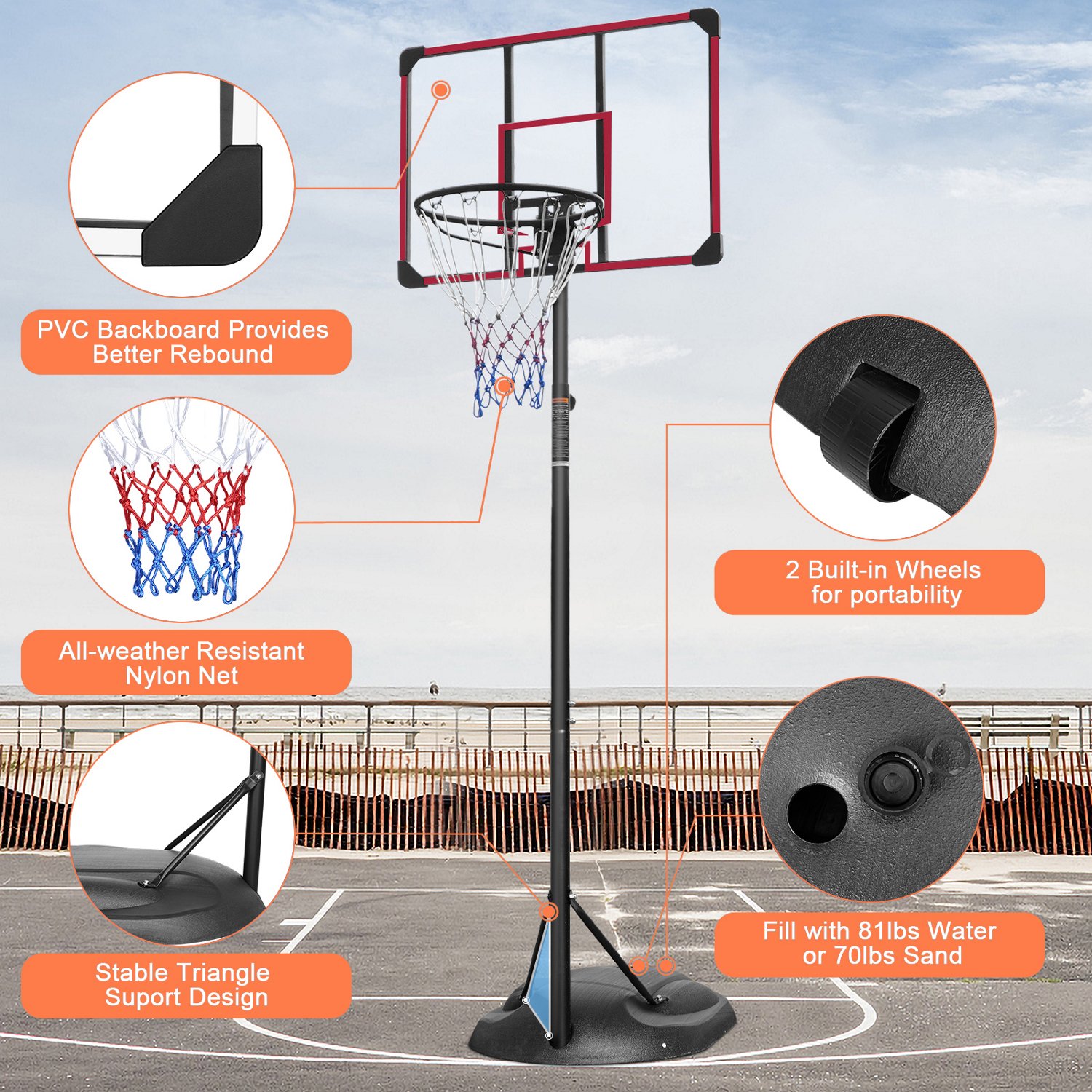 Trustmade 32 in Portable Basketball Hoop with PVC Backboard - view number 3
