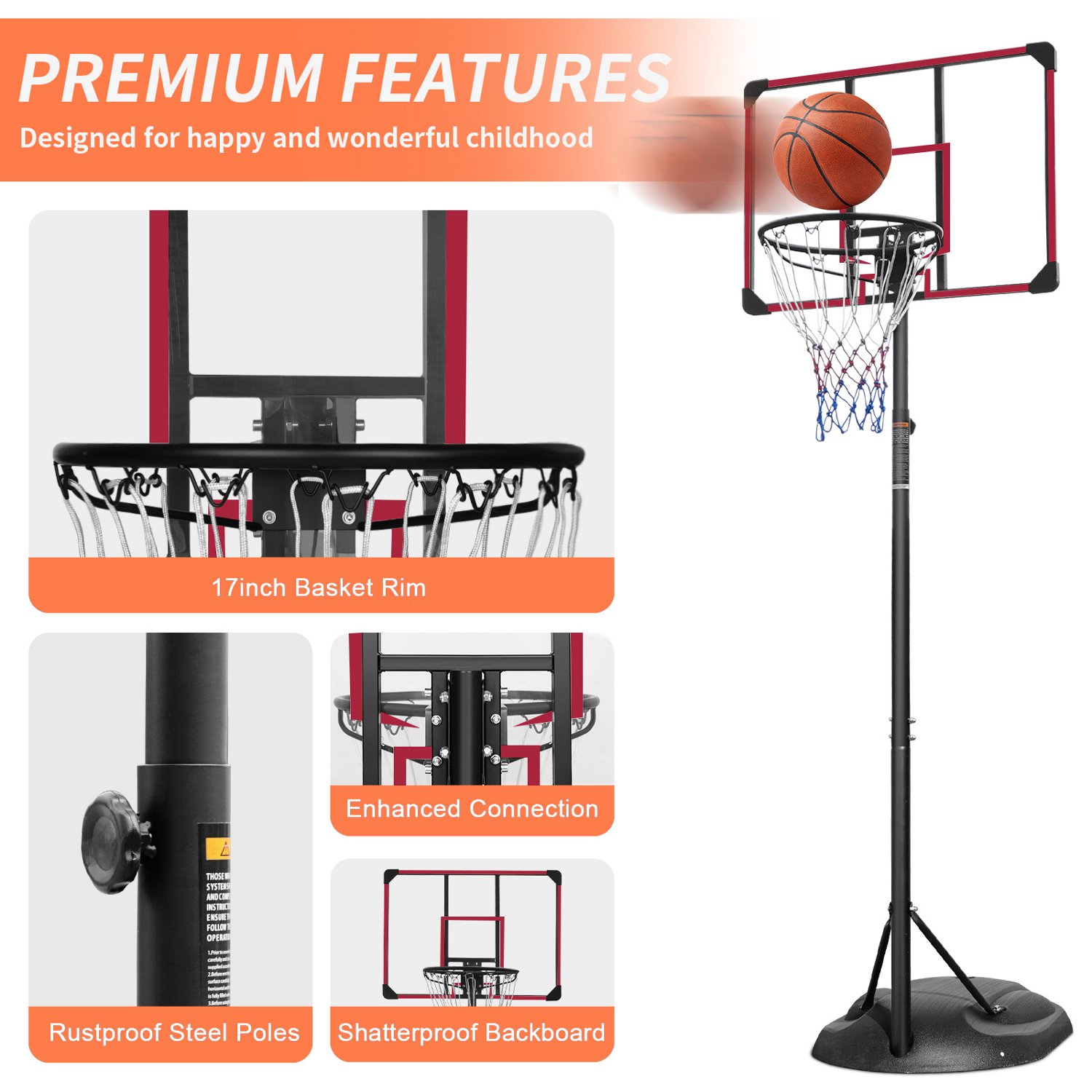 Trustmade 32 in Portable Basketball Hoop with PVC Backboard - view number 7