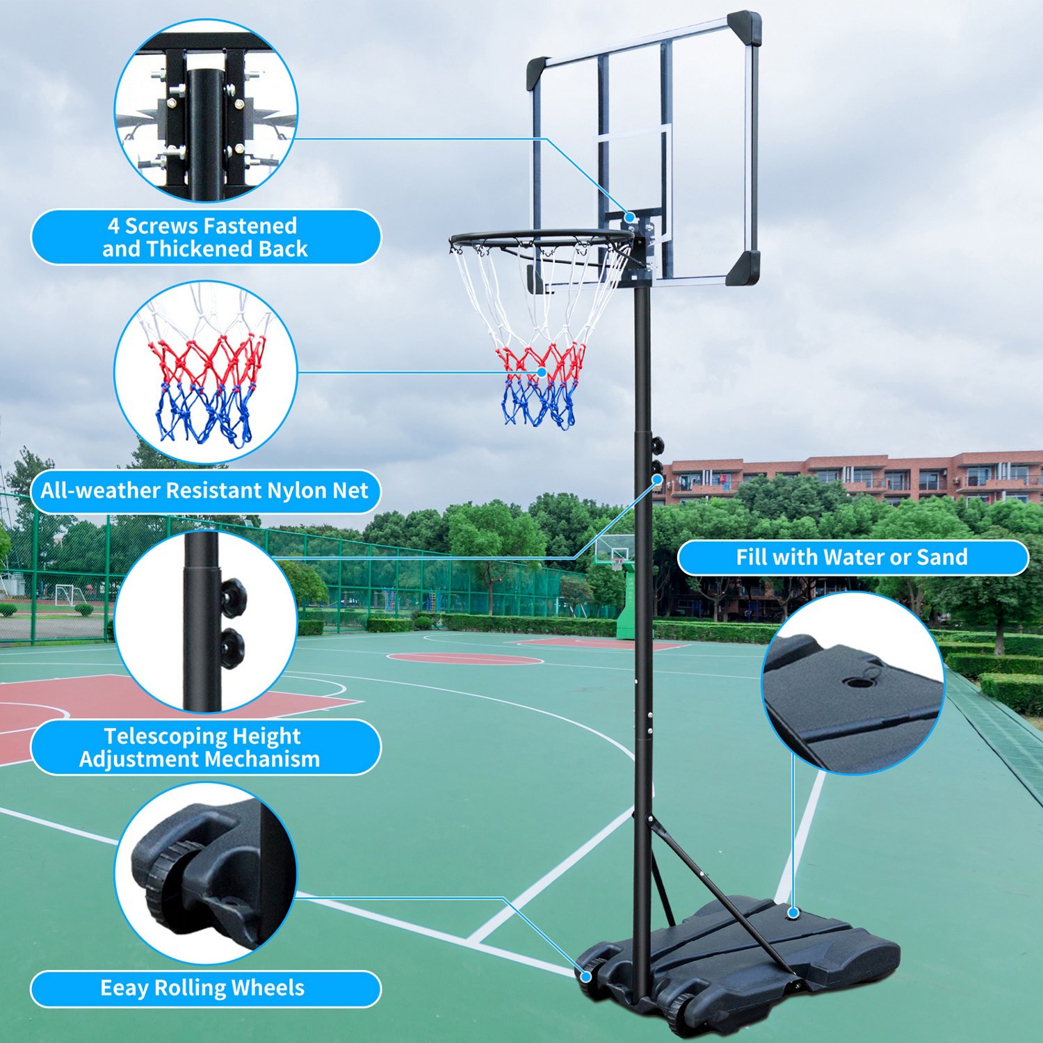 Trustmade 28 in Portable Basketball Hoop with PE Backboard - view number 4