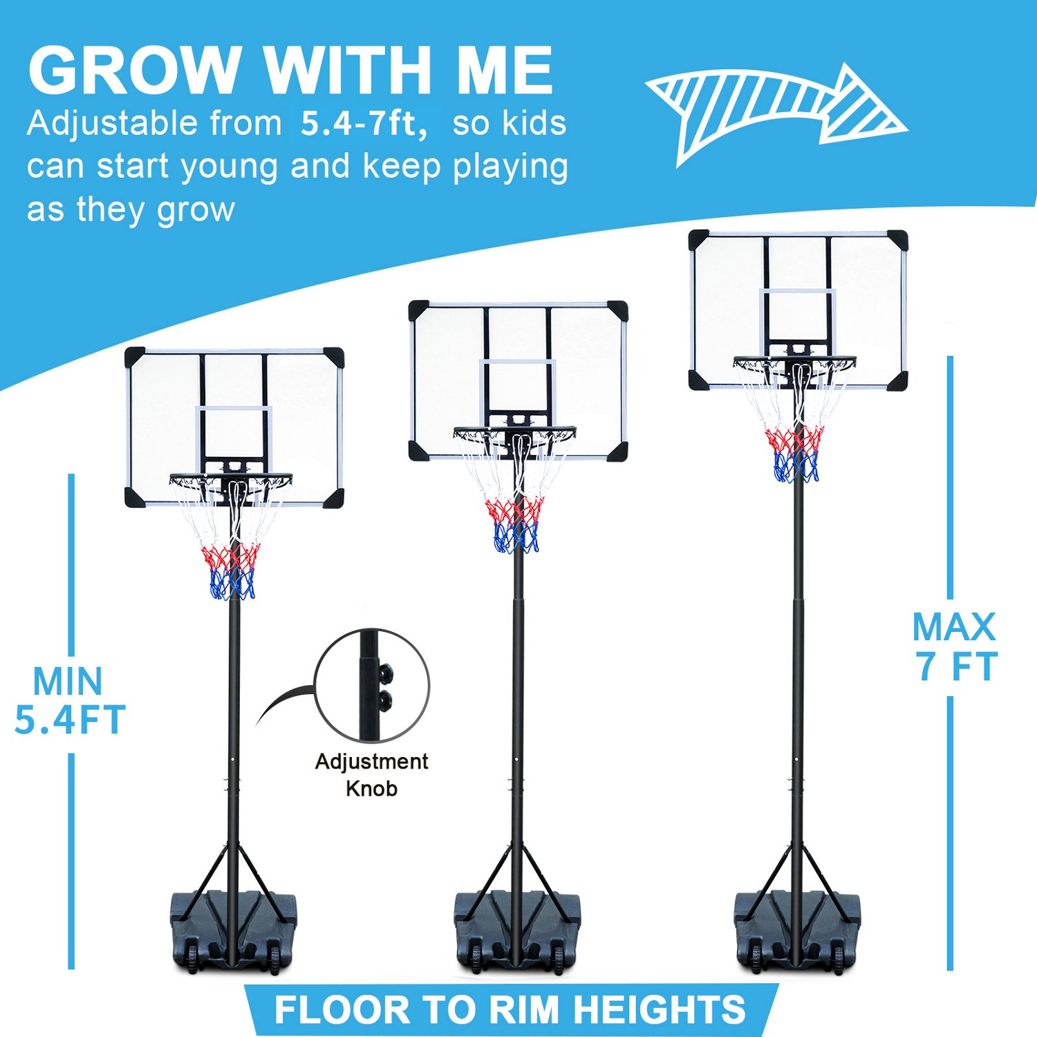 Trustmade 28 in Portable Basketball Hoop with PE Backboard - view number 5