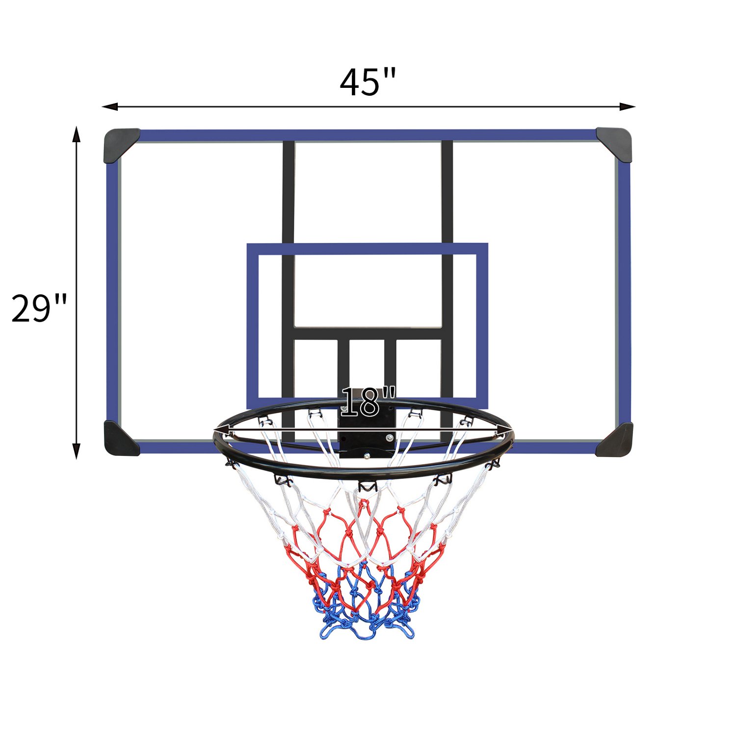 Trustmade 45x29 in Wall Mounted Basketball Hoop with Shatterproof Backboard - view number 2