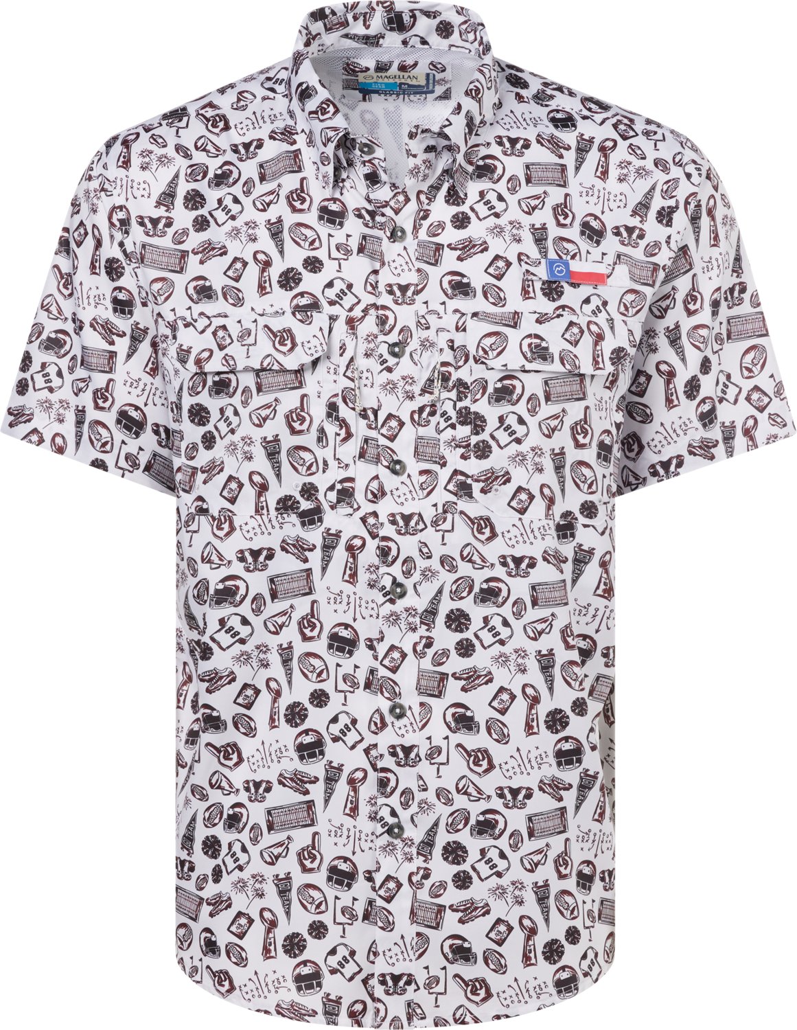 Magellan Outdoors Men's FishGear Local State Texas Print Short Sleeve Button-Down Shirt