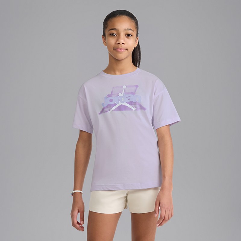 Jordan Girls' Bow Shirt, XL, Barely Grape