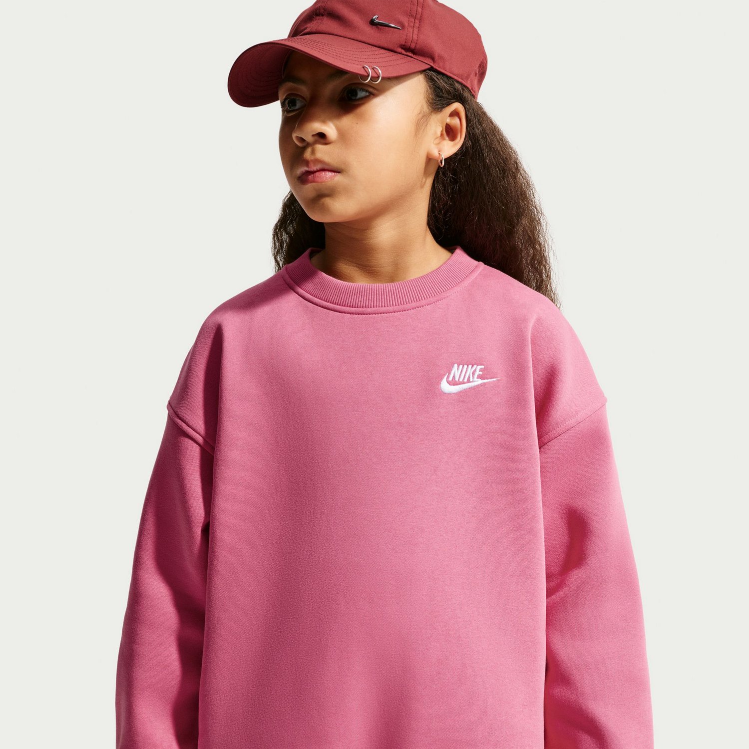 Nike Girls' Sportswear Club Fleece Oversized Crew Pullover - view number 3