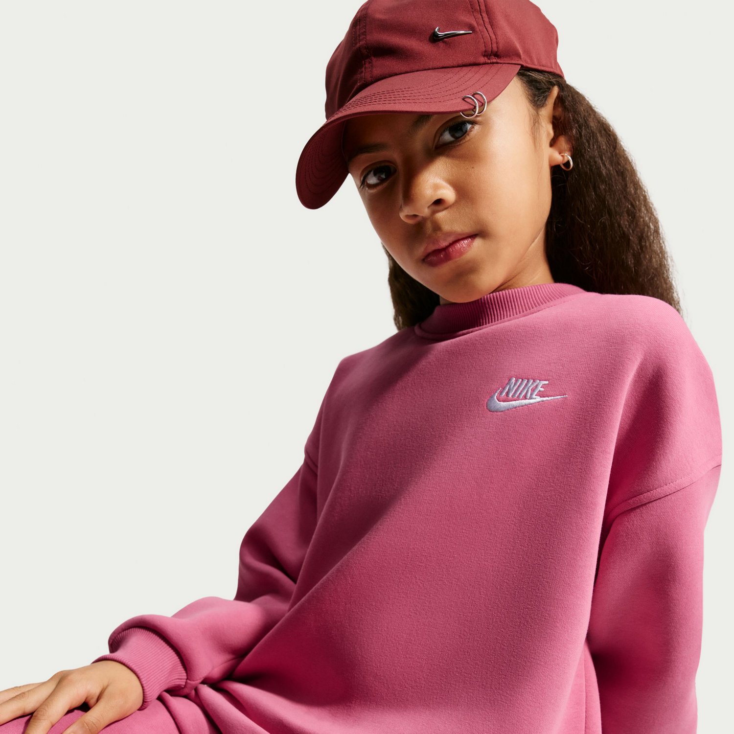 Nike Girls' Sportswear Club Fleece Oversized Crew Pullover - view number 5