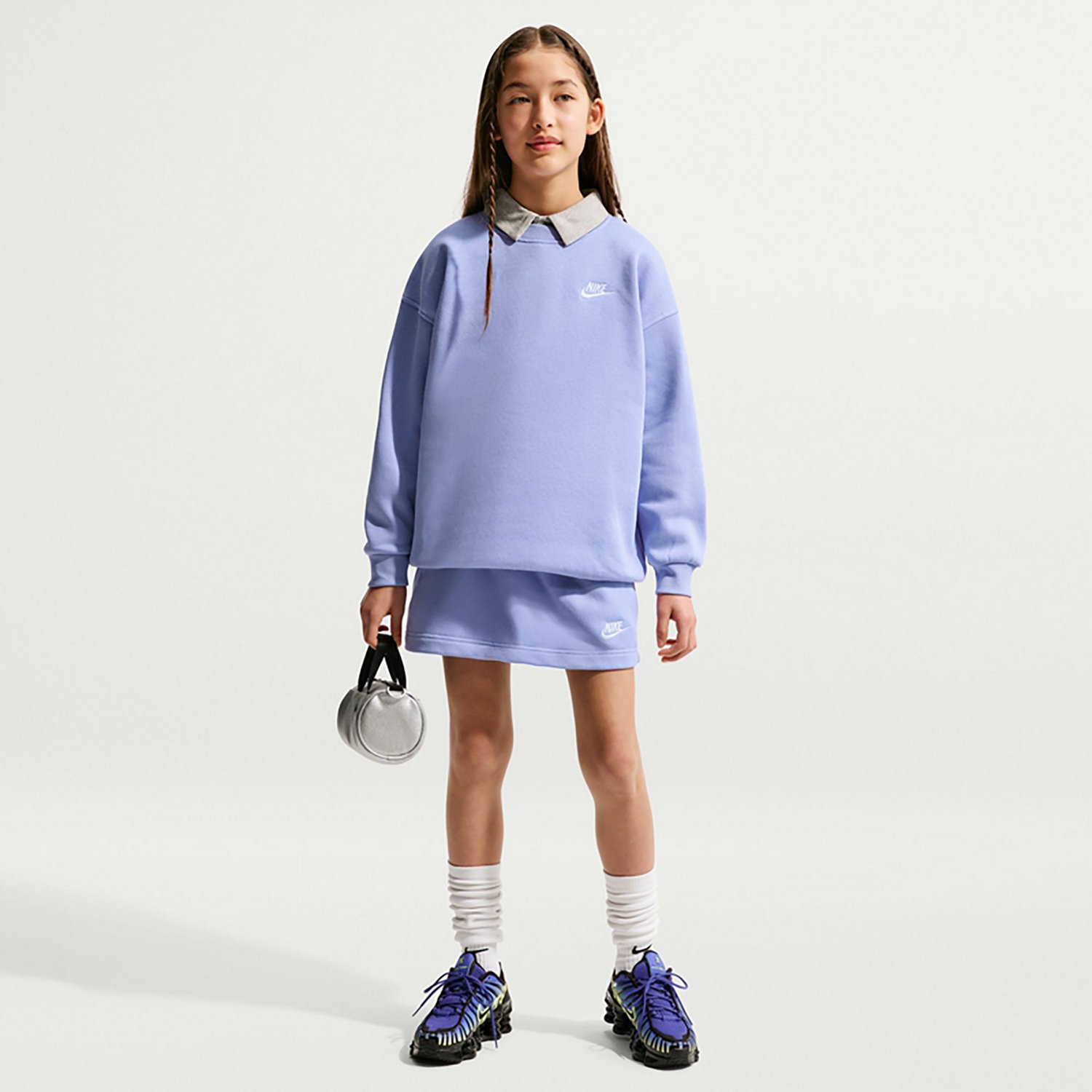 Nike Girls' Sportswear Club Fleece Oversized Crew Pullover
