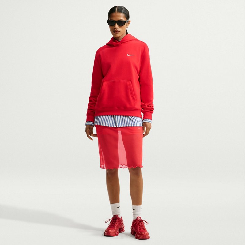 Nike Women's Studio Fleece Medium Weight Pullover Hoodie in Red | IR8301-657