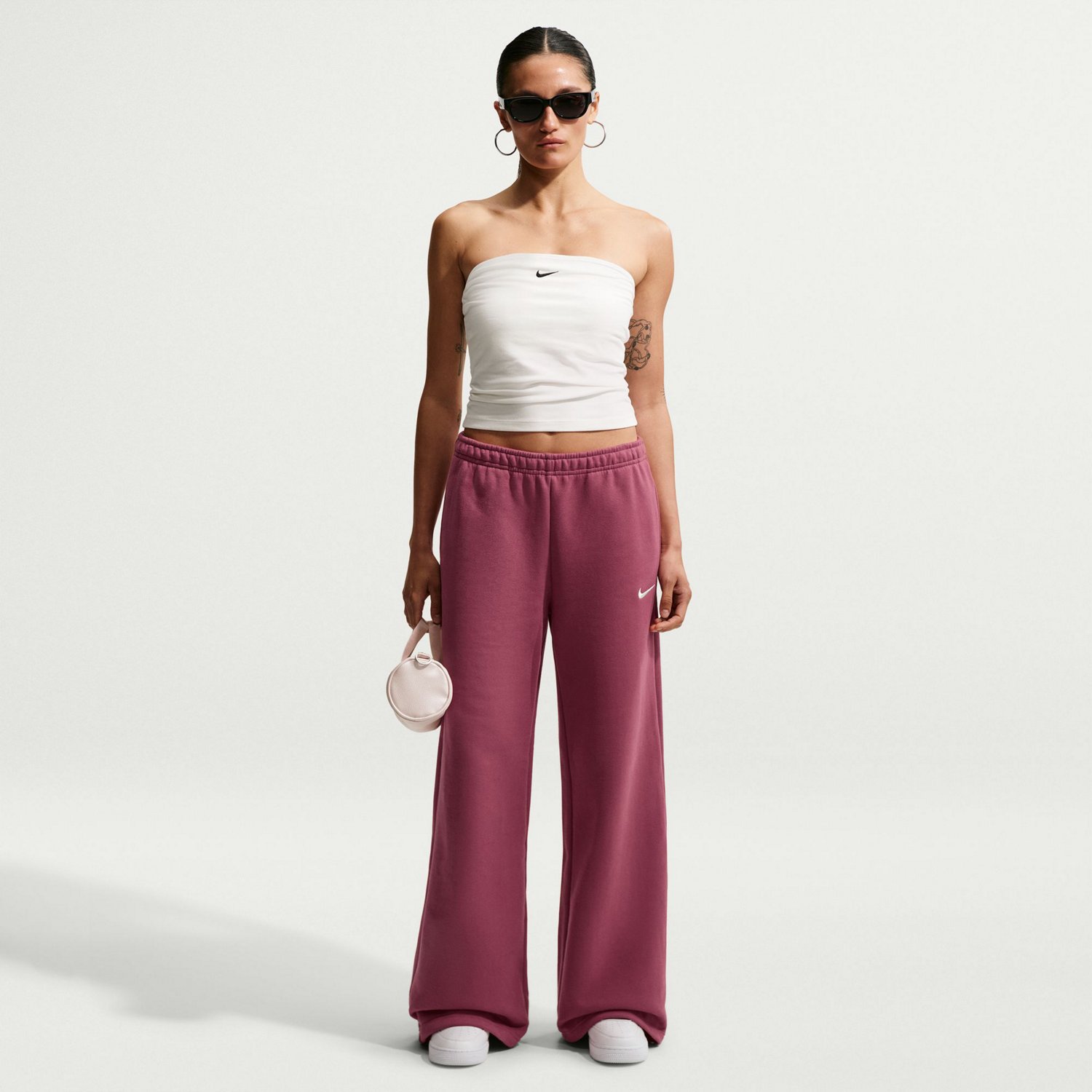 Nike Women's Studio Fleece Mid-Rise Training Pants