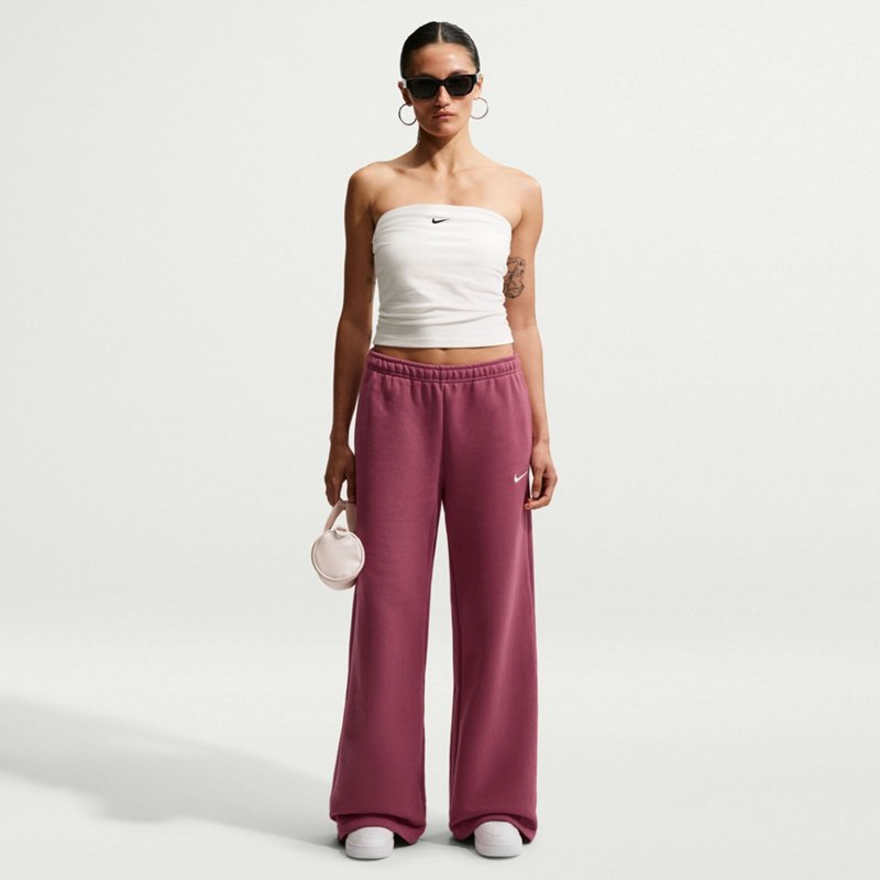 Nike Studio Womens Wide Leg Mid Rise Regular Fit Fleece Sweatpant, X-small, Pink