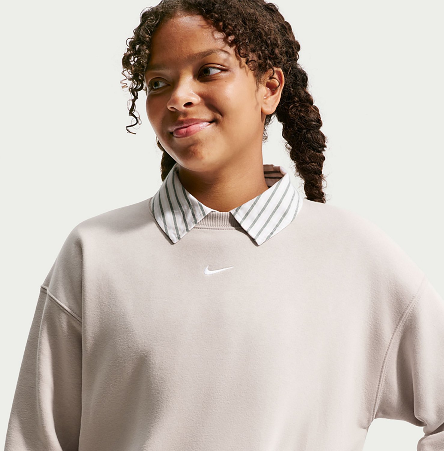 Nike Girls' Sportswear Studio Fleece Boxy Oversized Sweatshirt - view number 3