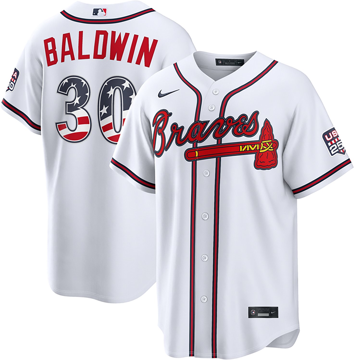 Nike Men's Atlanta Braves USA 250 4th of July Home Stadium Jersey Drake Baldwin