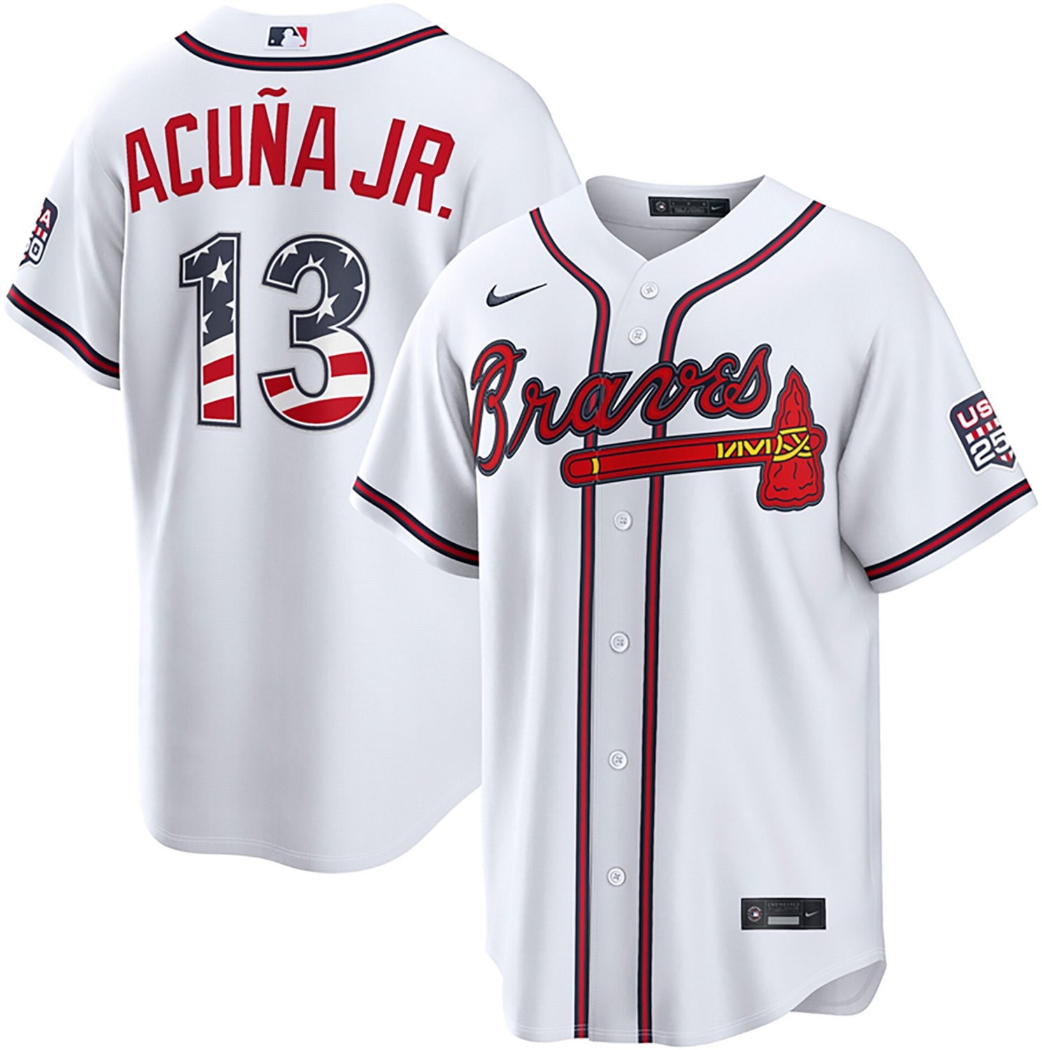 Nike Men's Atlanta Braves USA 250 4th of July Home Stadium Jersey Ronald Acuna Jr.