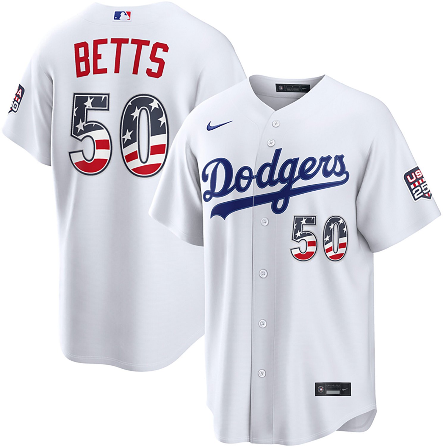 Nike Men's Los Angeles Dodgers USA 250 4th of July Home Stadium Jersey Mookie Betts