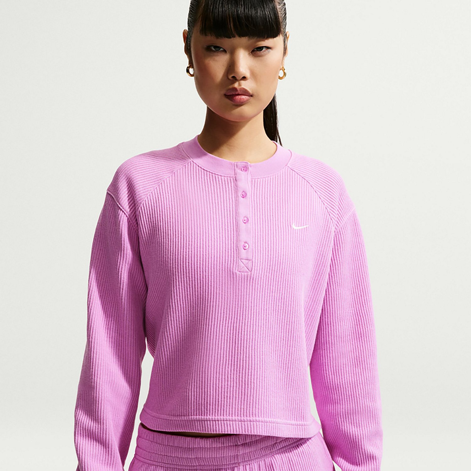 Nike Sportswear Chill Waffle Women’s Oversized Long‑Sleeve Henley Top - view number 3
