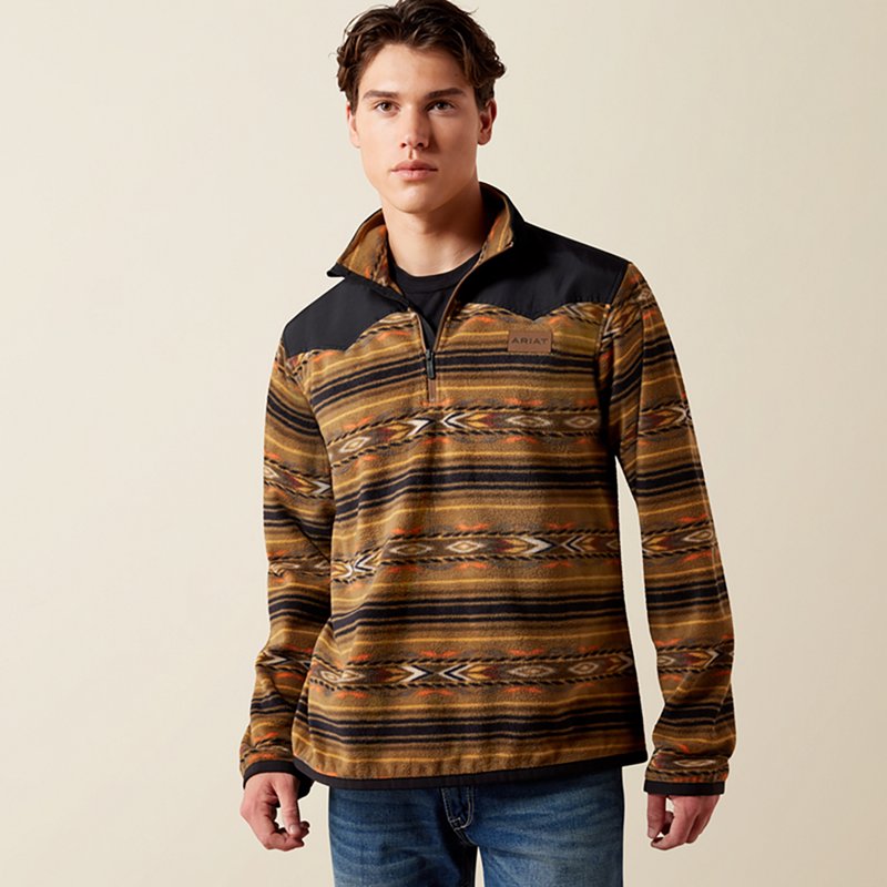 Ariat Basis Quarter-Zip Fleece Sweater - Kangaroo Serape Southwest