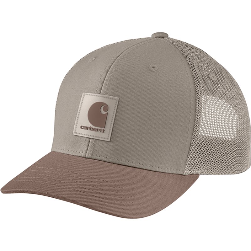 Carhartt Rugged Flex Twill Logo Patch Mesh-Back Cap - Dunes/Stone Brown