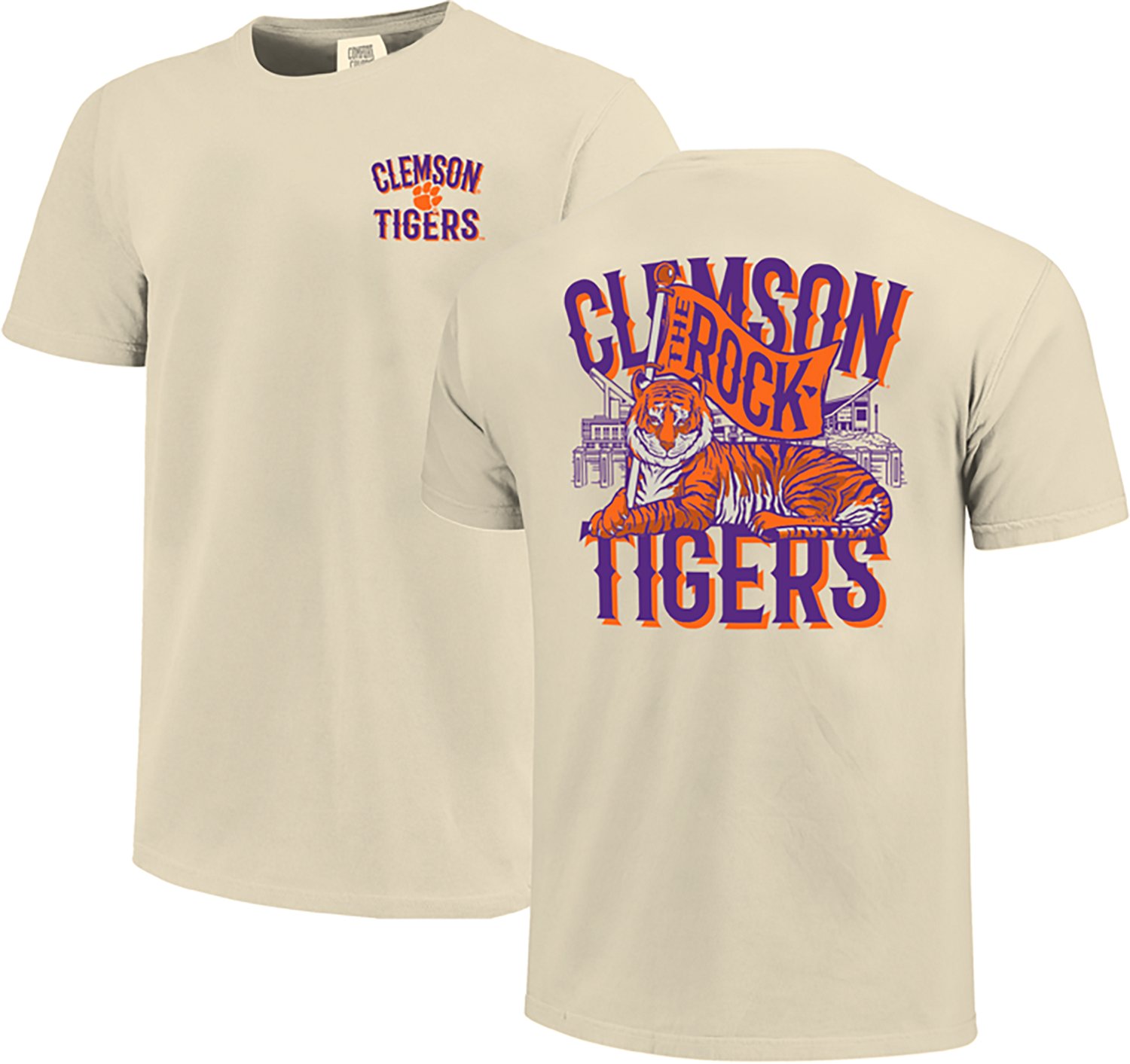 Image One Men's Clemson Tigers Mascot Cradle Flag Short Sleeve T-shirt - view number 3