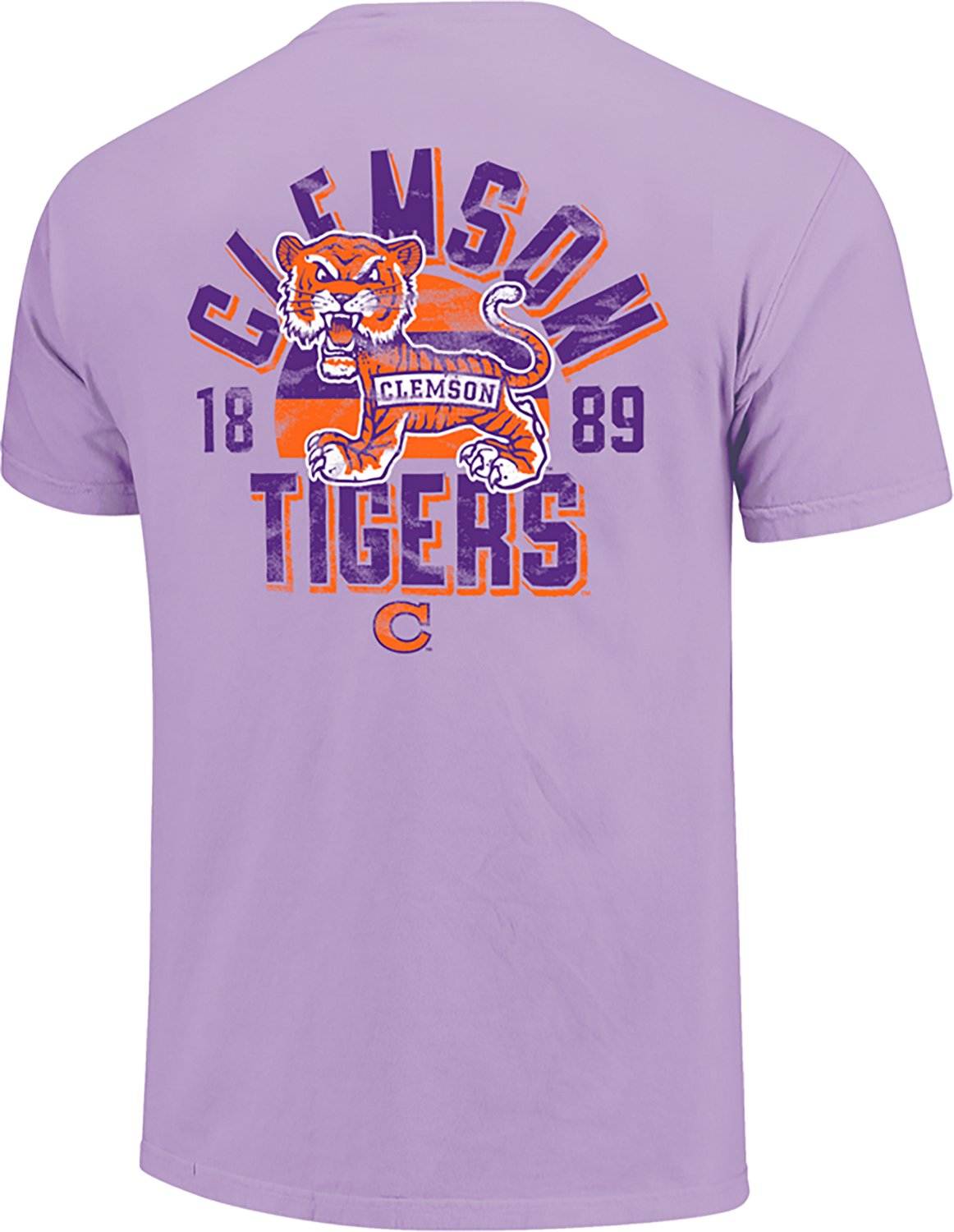 Image One Men's Clemson Tigers Distressed Arch Mascot Short Sleeve T-shirt