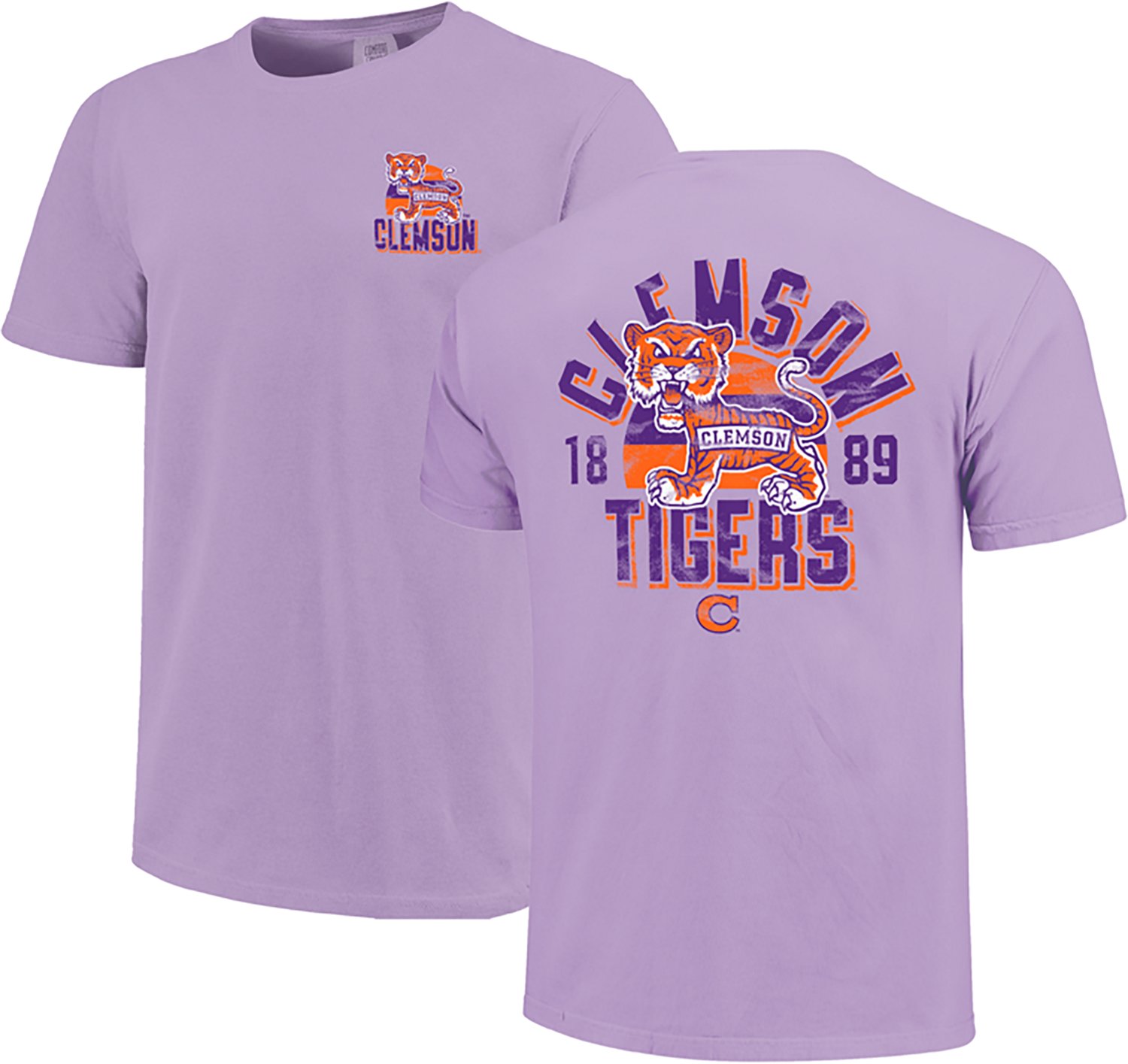 Image One Men's Clemson Tigers Distressed Arch Mascot Short Sleeve T-shirt