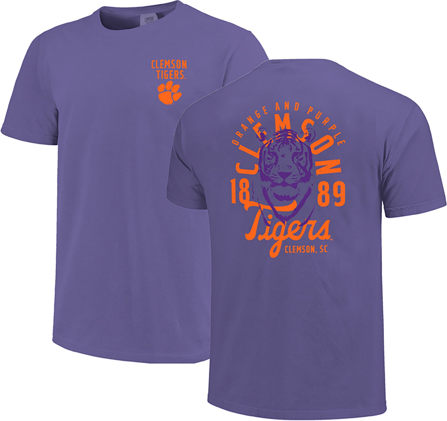 Image One Men's Clemson Tigers Mascot Overlay CC DS Short Sleeve T-shirt
