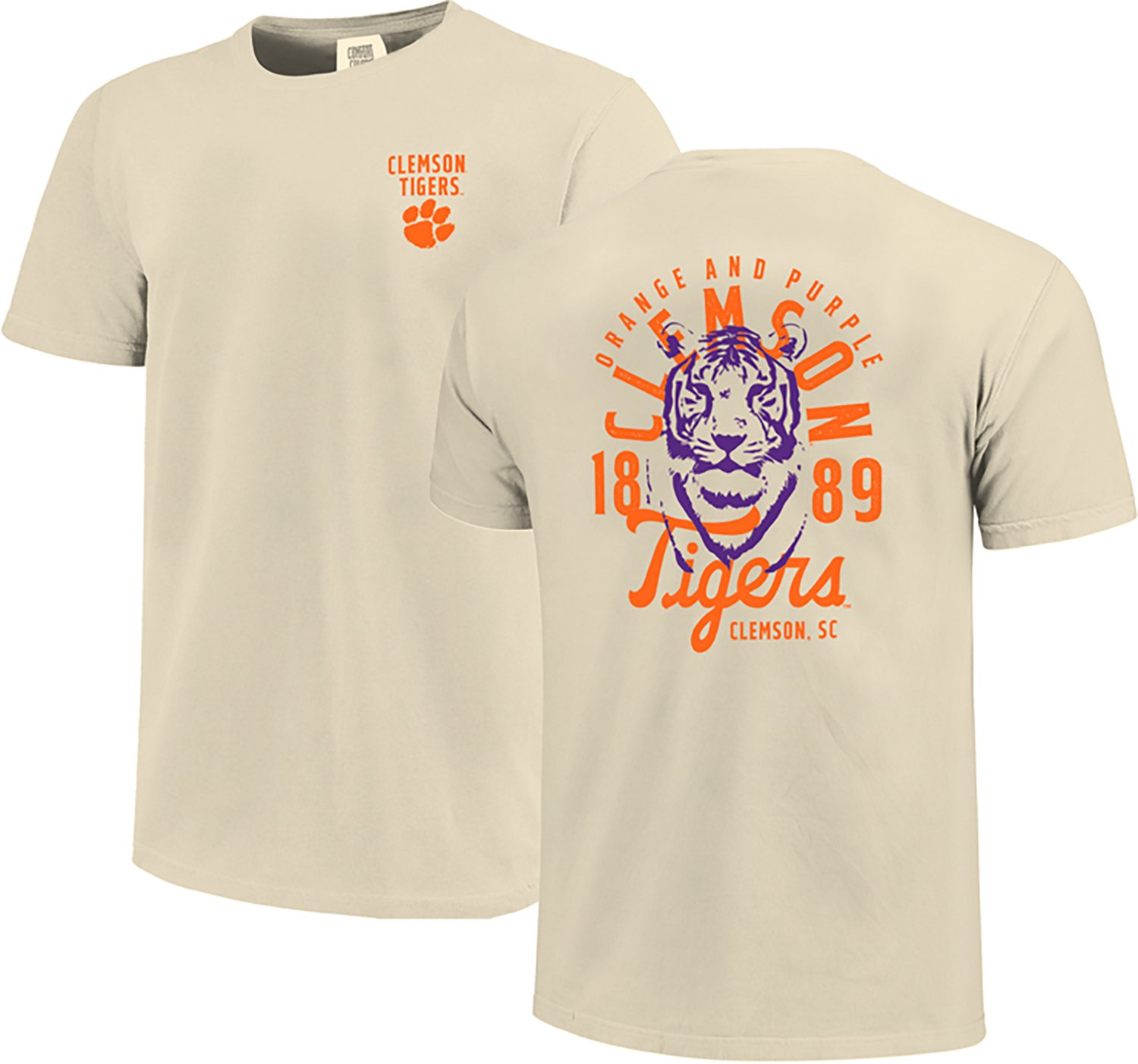 Image One Men's Clemson Tigers Mascot Overlay CC DS Short Sleeve T-shirt - view number 3