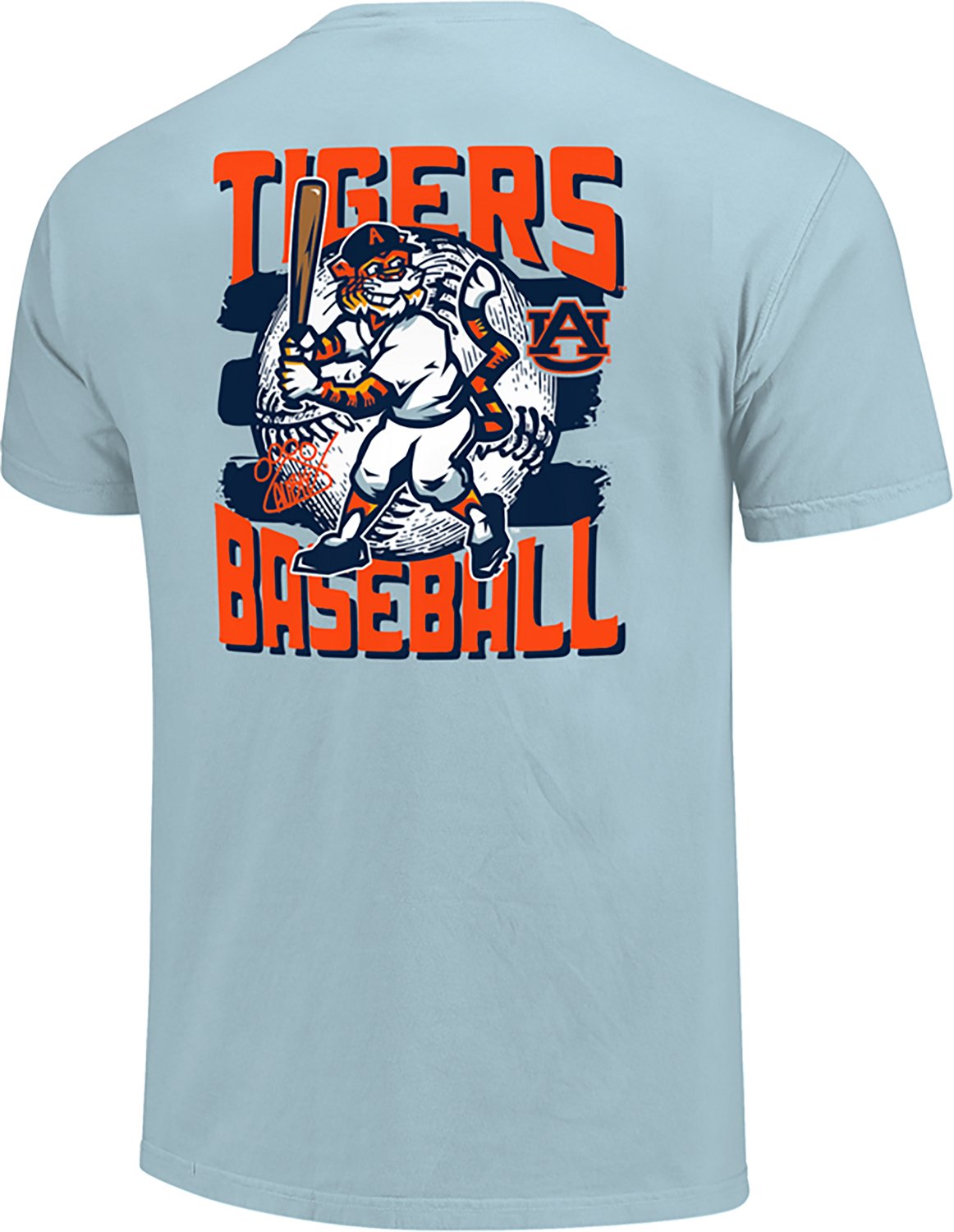 Image One Auburn University Striped Baseball Mascot Comfort Colors Short Sleeve T‑Shirt