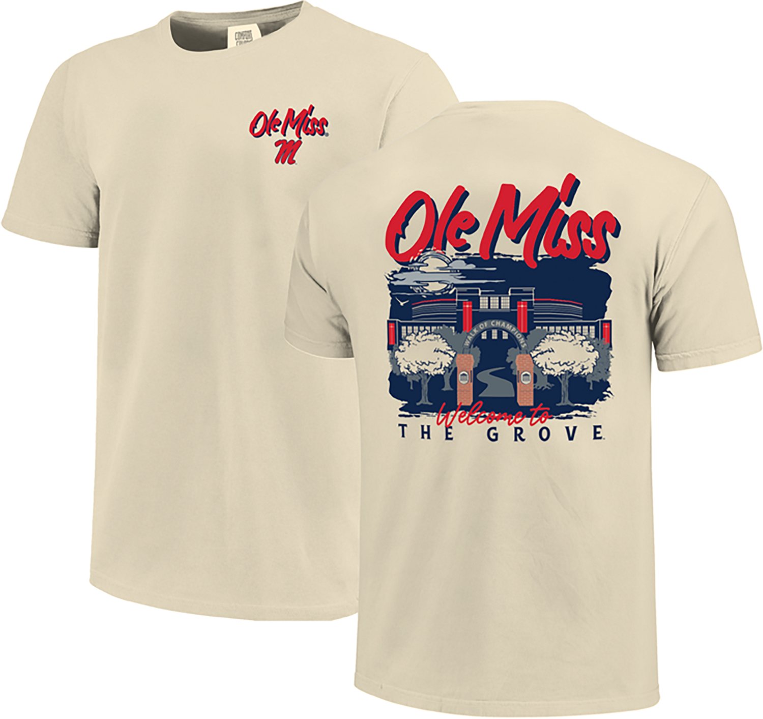 Image One Men's University of Mississippi Hand Drawn Campus Stack Graphic T-shirt - view number 3