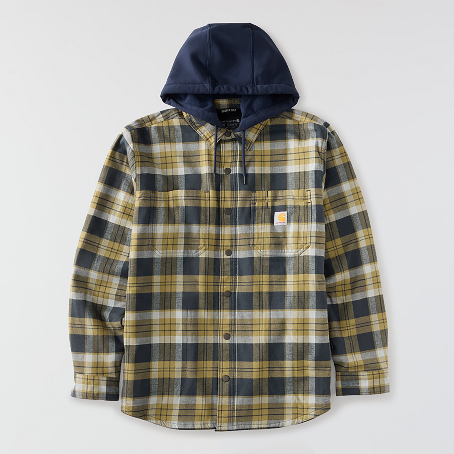Carhartt Men's Rugged Flex Relaxed Fit Flannel Fleece Lined Hooded Shirt Jac