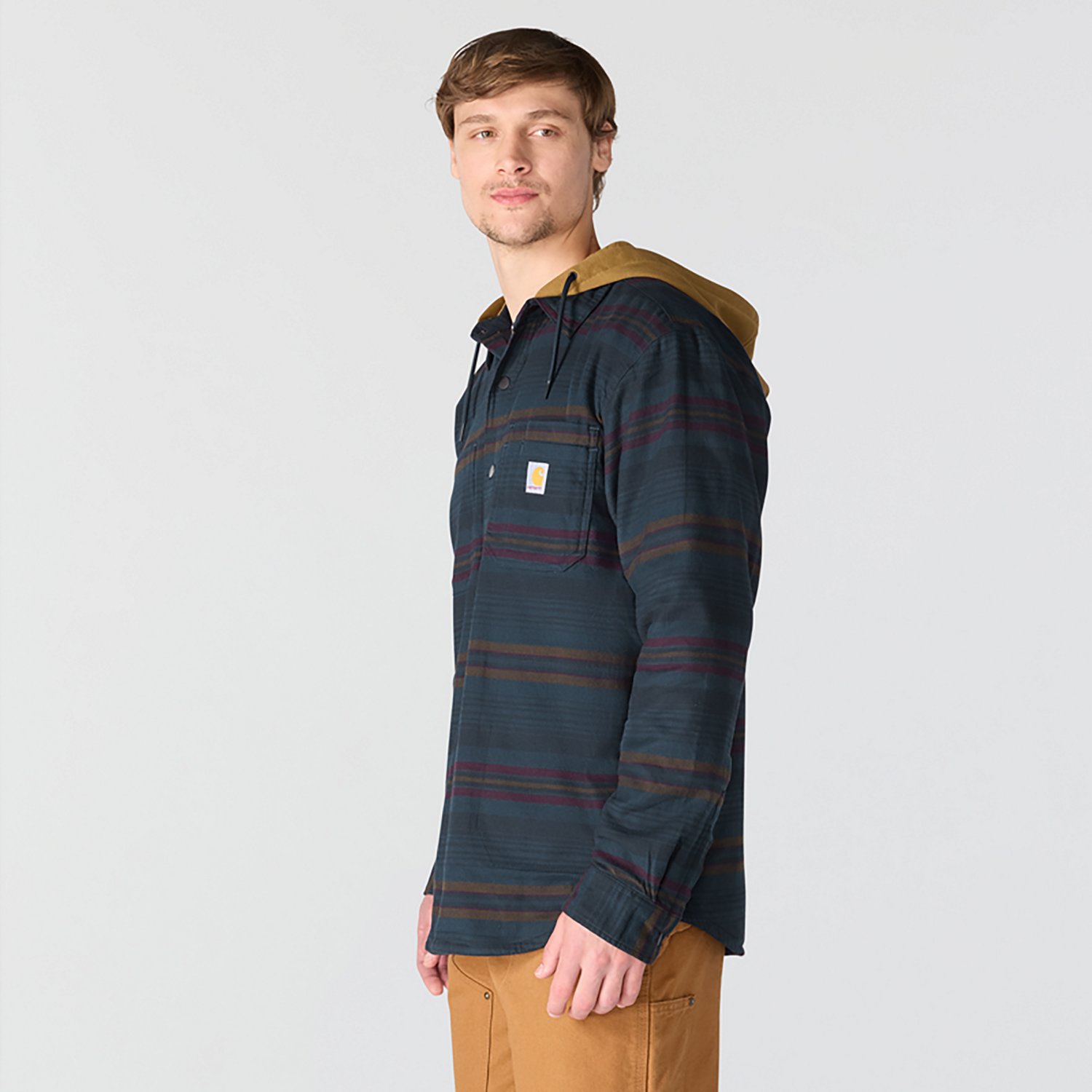 Carhartt Men's Rugged Flex Relaxed Fit Flannel Fleece Lined Hooded Shirt Jac - view number 3