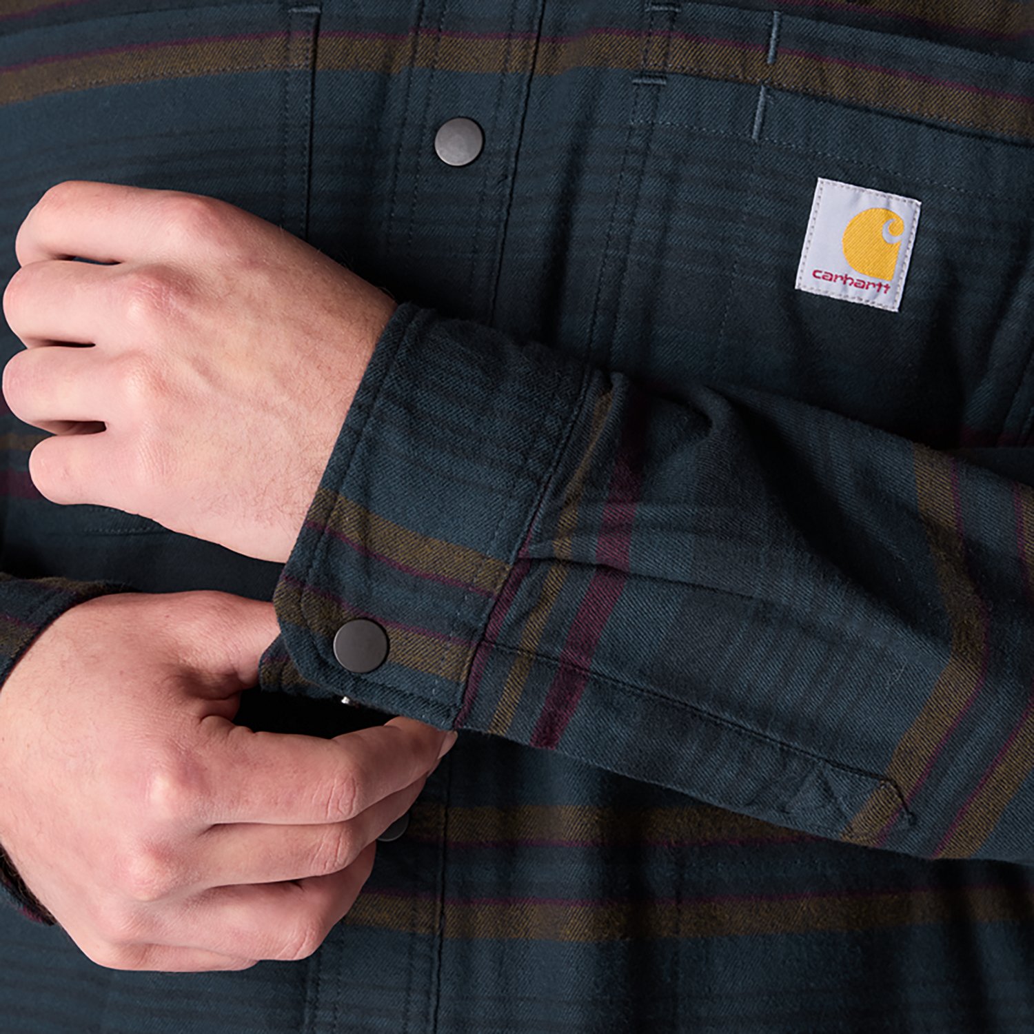Carhartt Men's Rugged Flex Relaxed Fit Flannel Fleece Lined Hooded Shirt Jac - view number 4