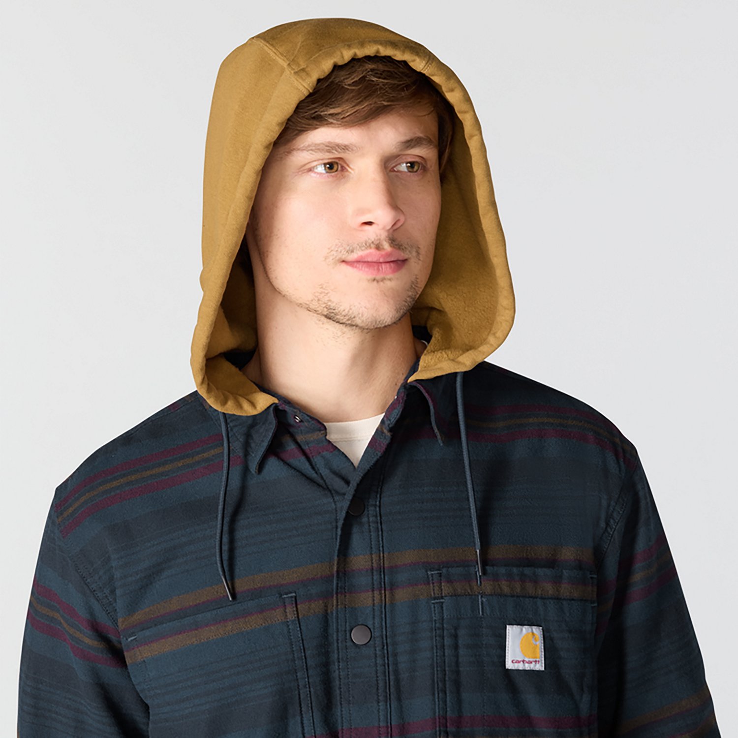 Carhartt Men's Rugged Flex Relaxed Fit Flannel Fleece Lined Hooded Shirt Jac - view number 5