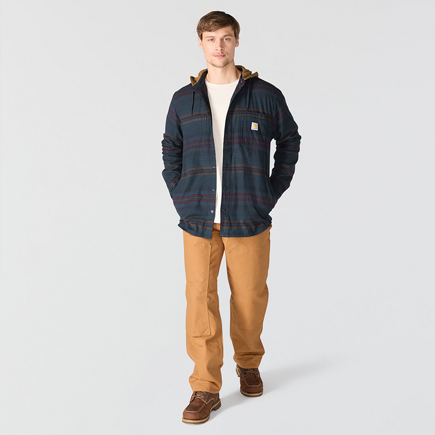 Carhartt Men's Rugged Flex Relaxed Fit Flannel Fleece Lined Hooded Shirt Jac - view number 6