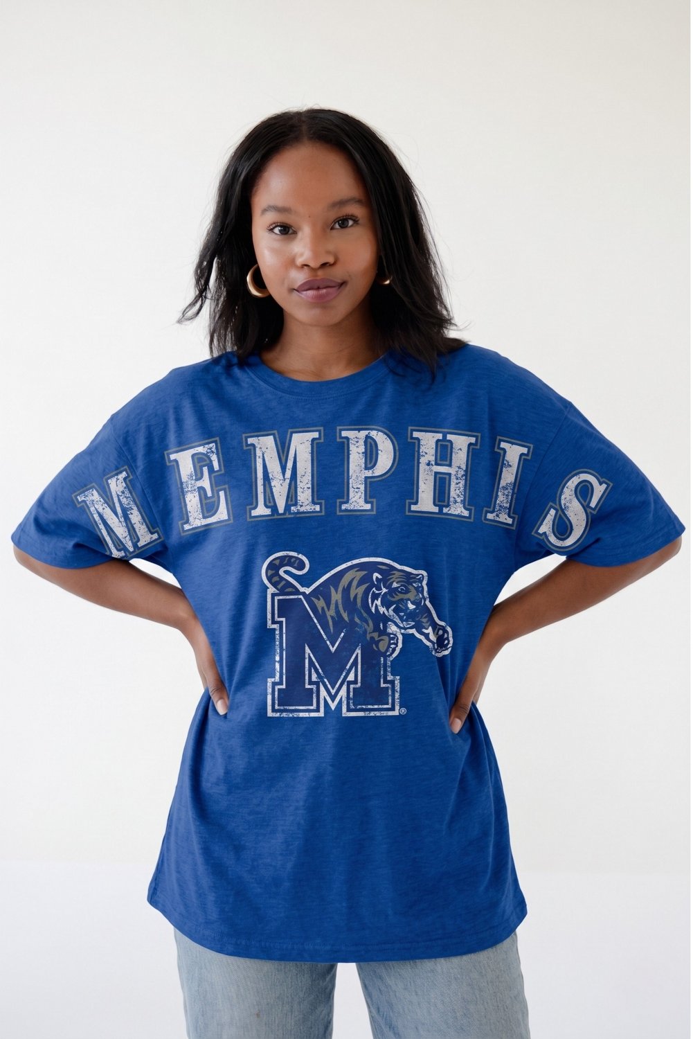 Gameday Social Women's University of Memphis Southern Split Oversized Band Graphic T-shirt