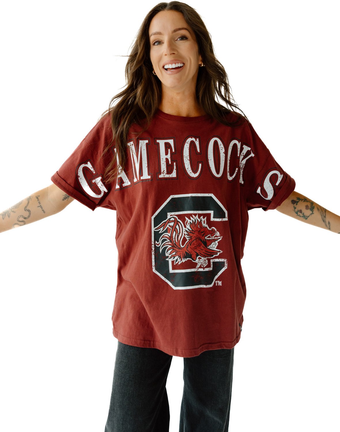Gameday Social Women's University of South Carolina Southern Split Oversized Band Graphic T-shirt
