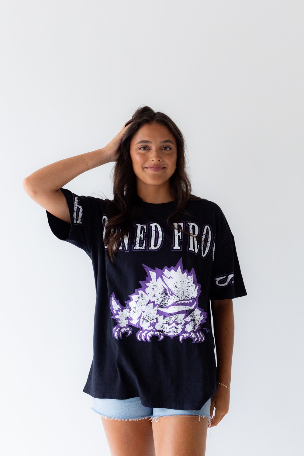 Gameday Social Women's Texas Christian University Southern Split Oversized Band Graphic T-shirt