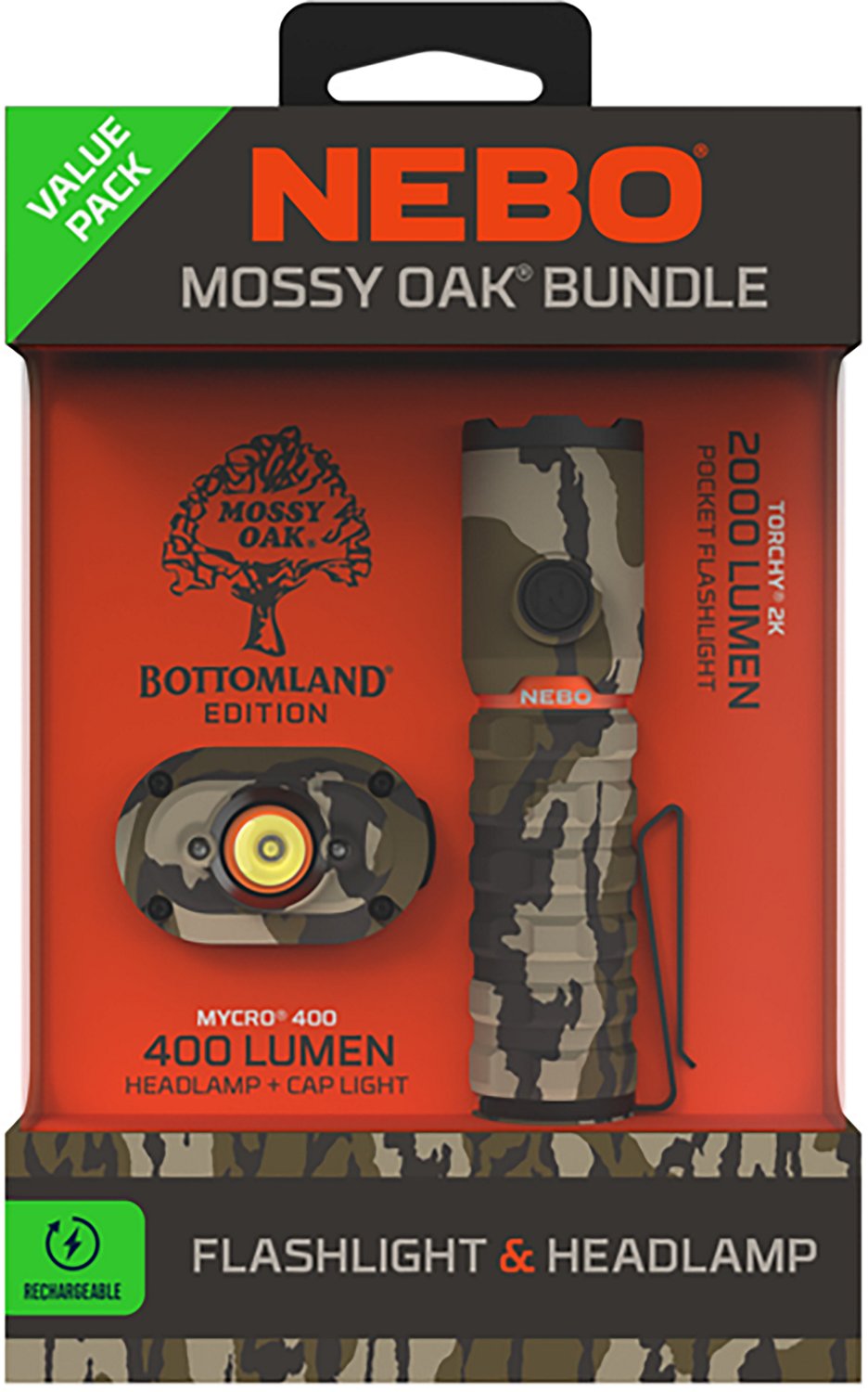NEBO Mossy Oak LED Flashlight and Headlamp Kit