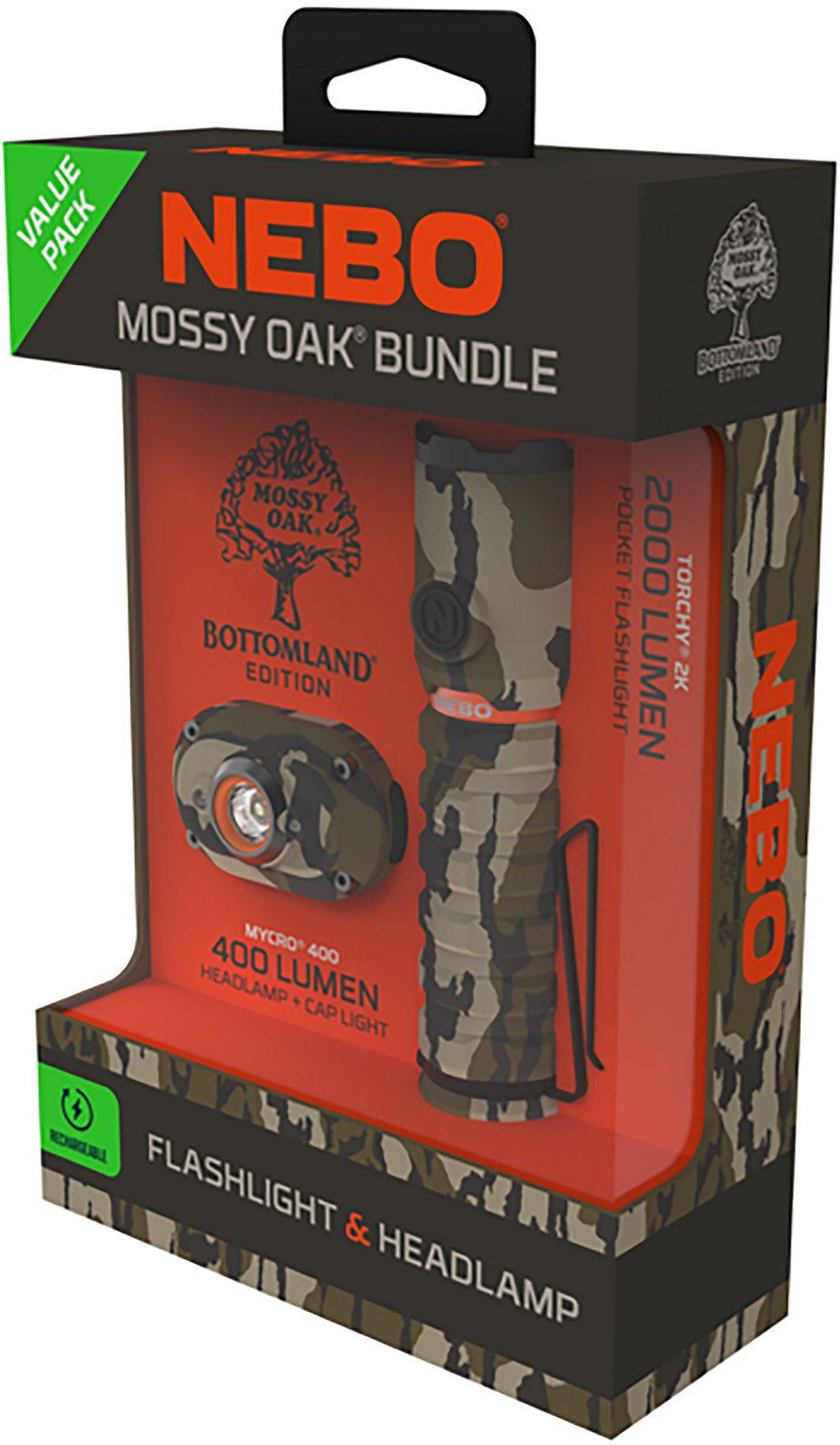 NEBO Mossy Oak LED Flashlight and Headlamp Kit