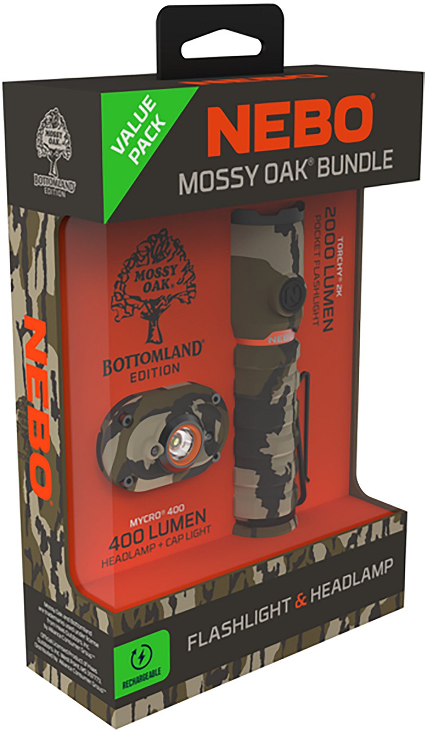 NEBO Mossy Oak LED Flashlight and Headlamp Kit