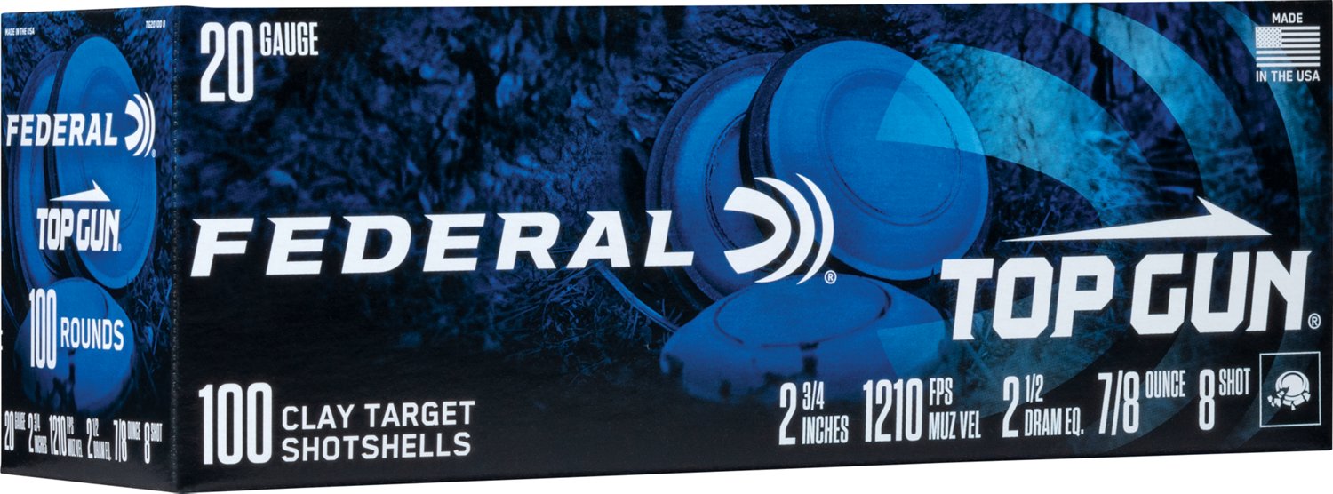 Federal Top Gun 20 Gauge Clay Target Shotshell - 100 Rounds